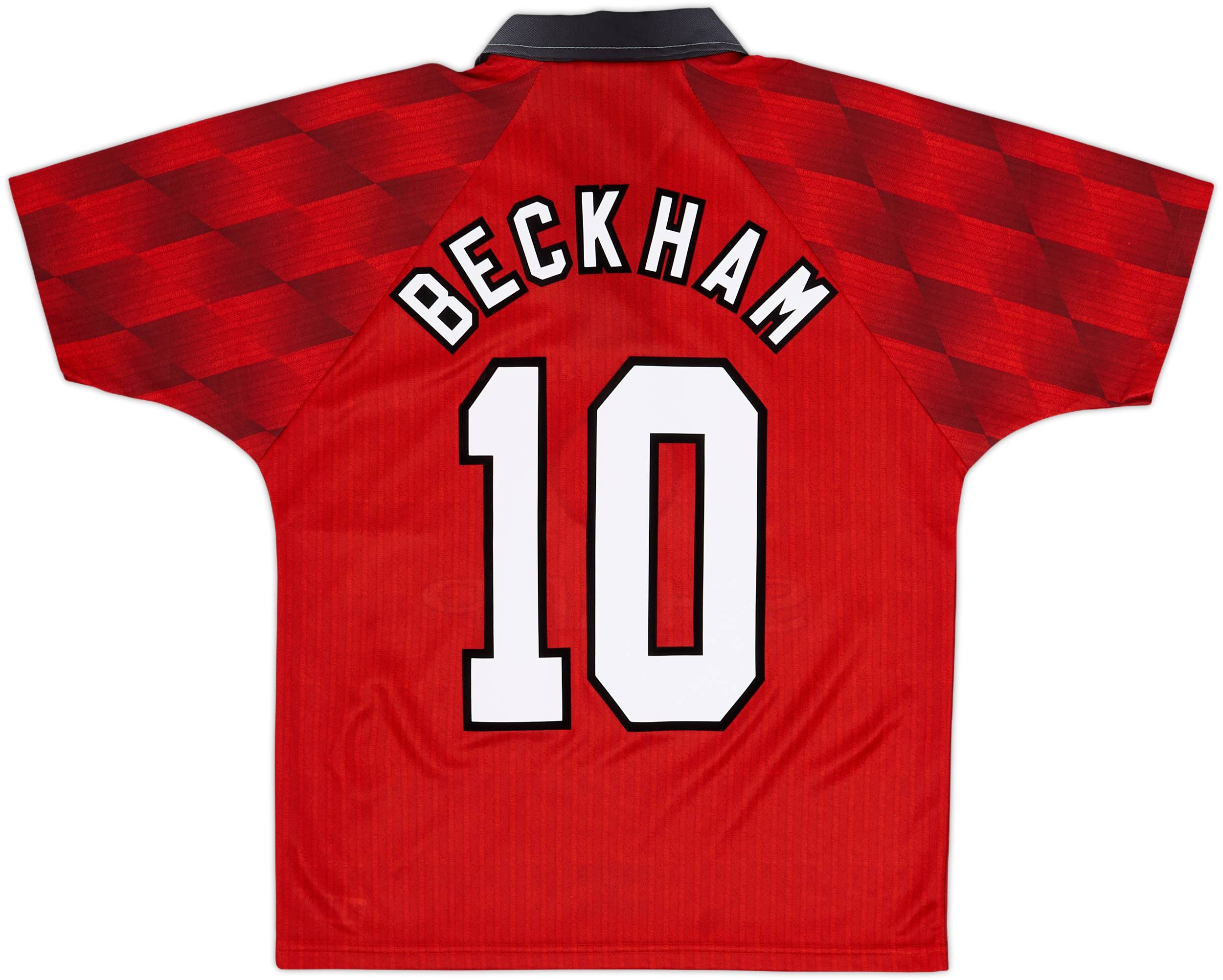 1996-98 Manchester United Home Shirt Beckham #10 - 9/10 - (Y)