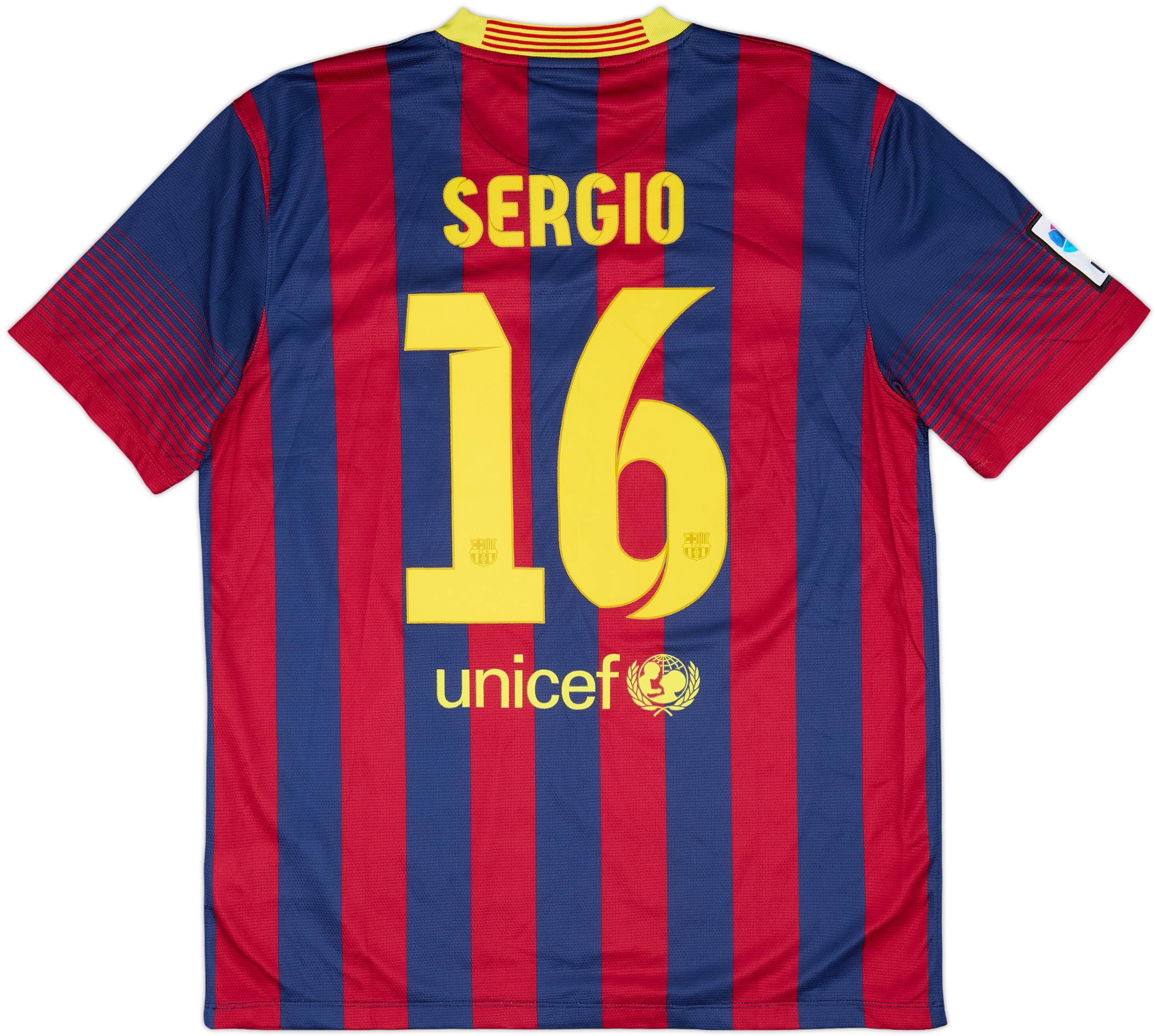 2013-14 Barcelona Home Shirt Sergio #16 - 10/10 - (L)