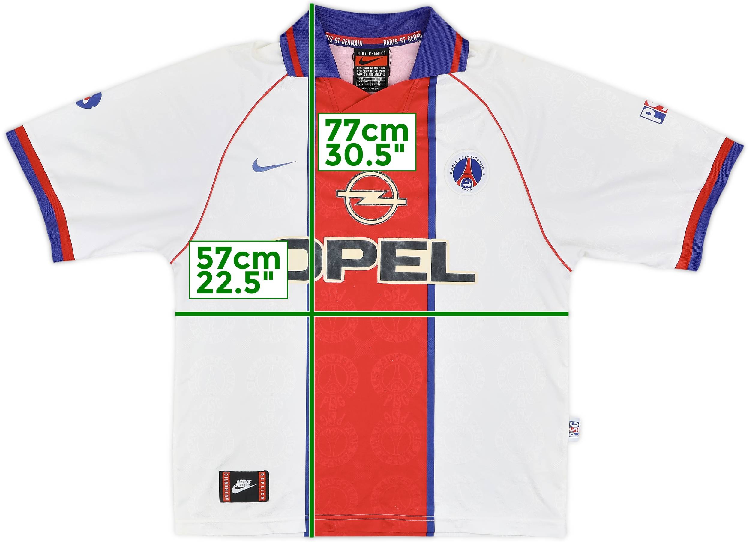 96-97 NIKE Paris Saint Germain UK ゲームシャツ 1996-97 Paris Saint-Germain Away Shirt - 6/10 - (L)