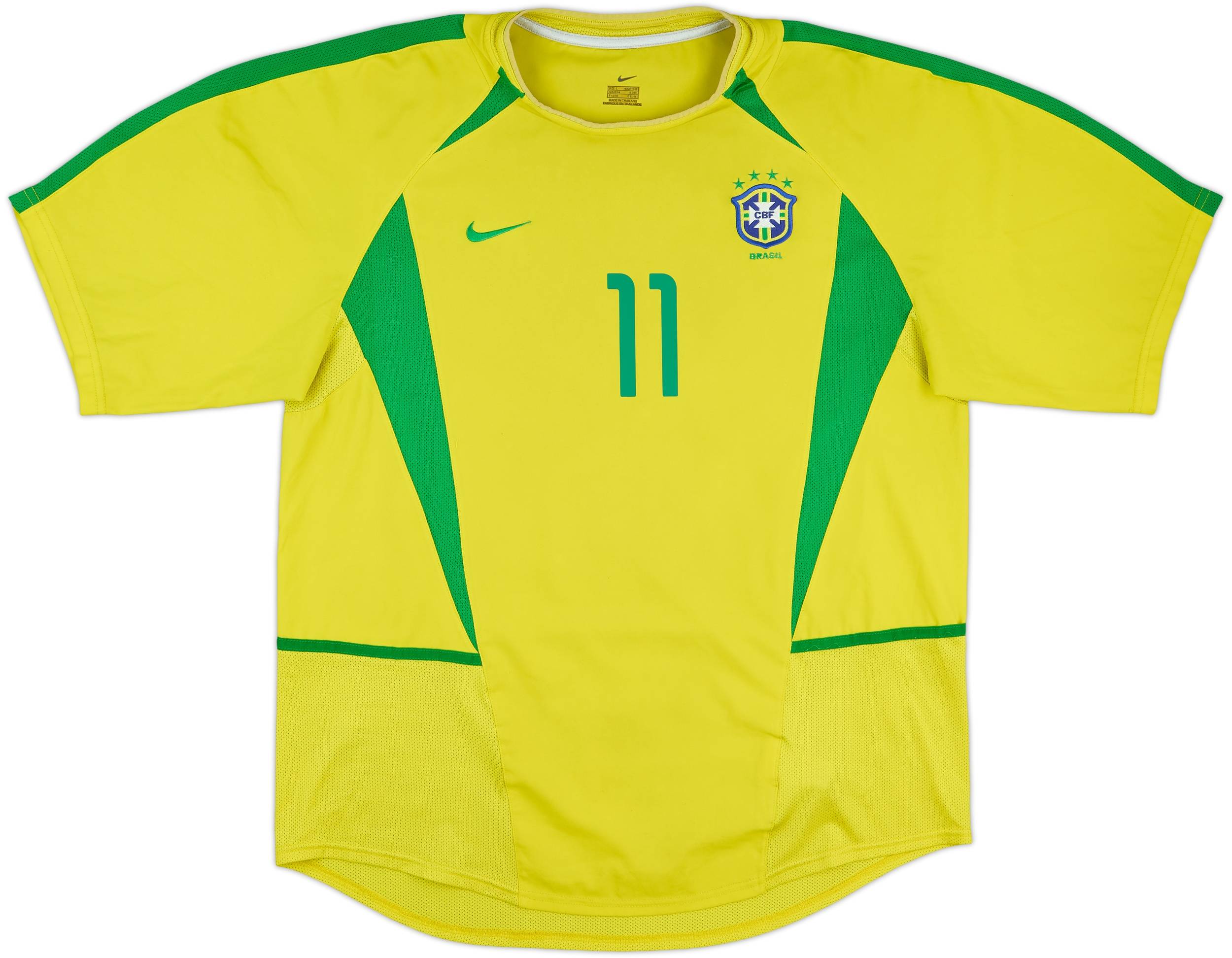 Ronaldinho 2002 W-Cup ブラジル代表ユニ Lサイズ タグ付き Ronaldinho 11 Brazil Nike National Football Team MENS Yellow