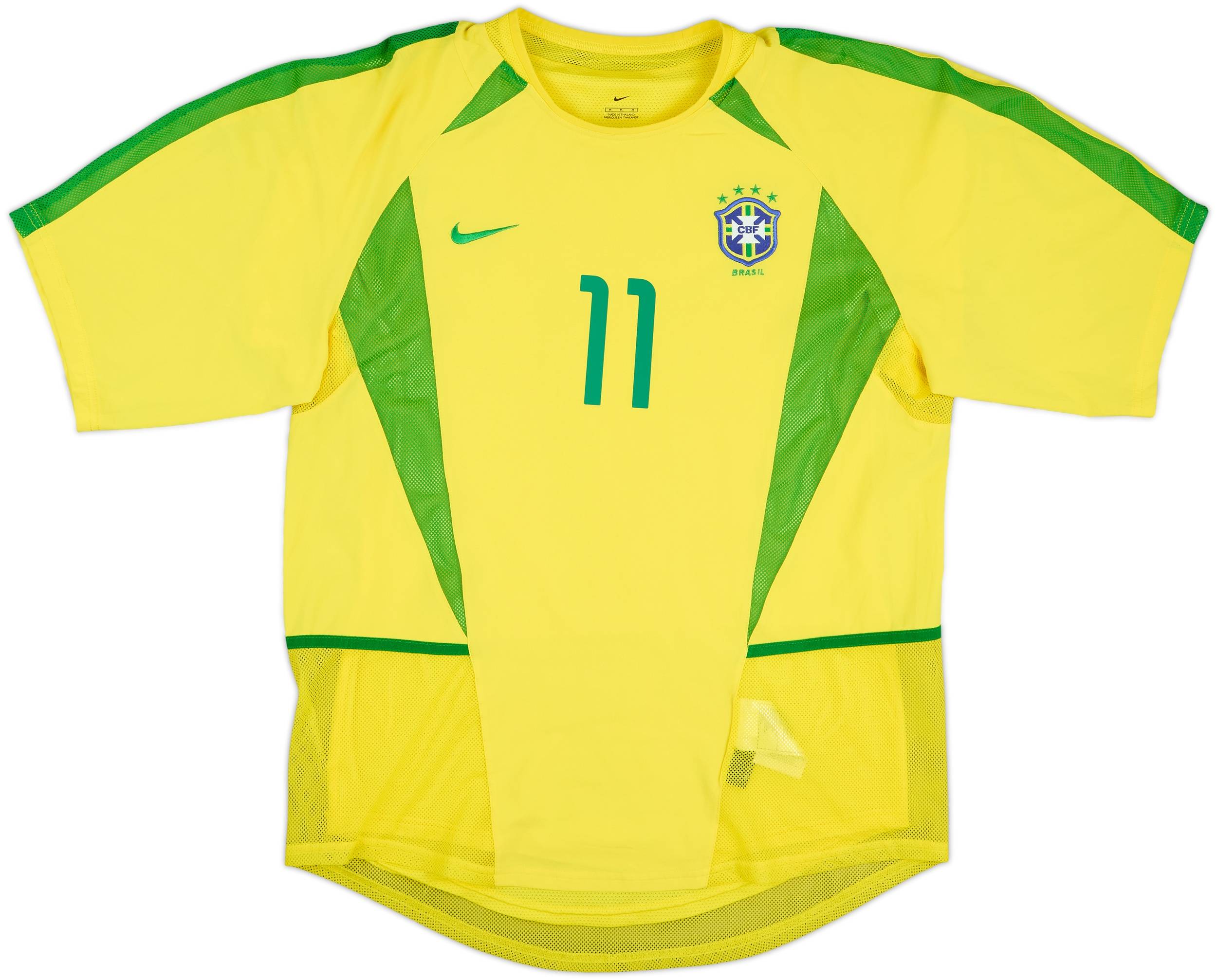 Ronaldinho 2002 W-Cup ブラジル代表ユニ Lサイズ タグ付き Ronaldinho 11 Brazil Nike National Football Team MENS Yellow