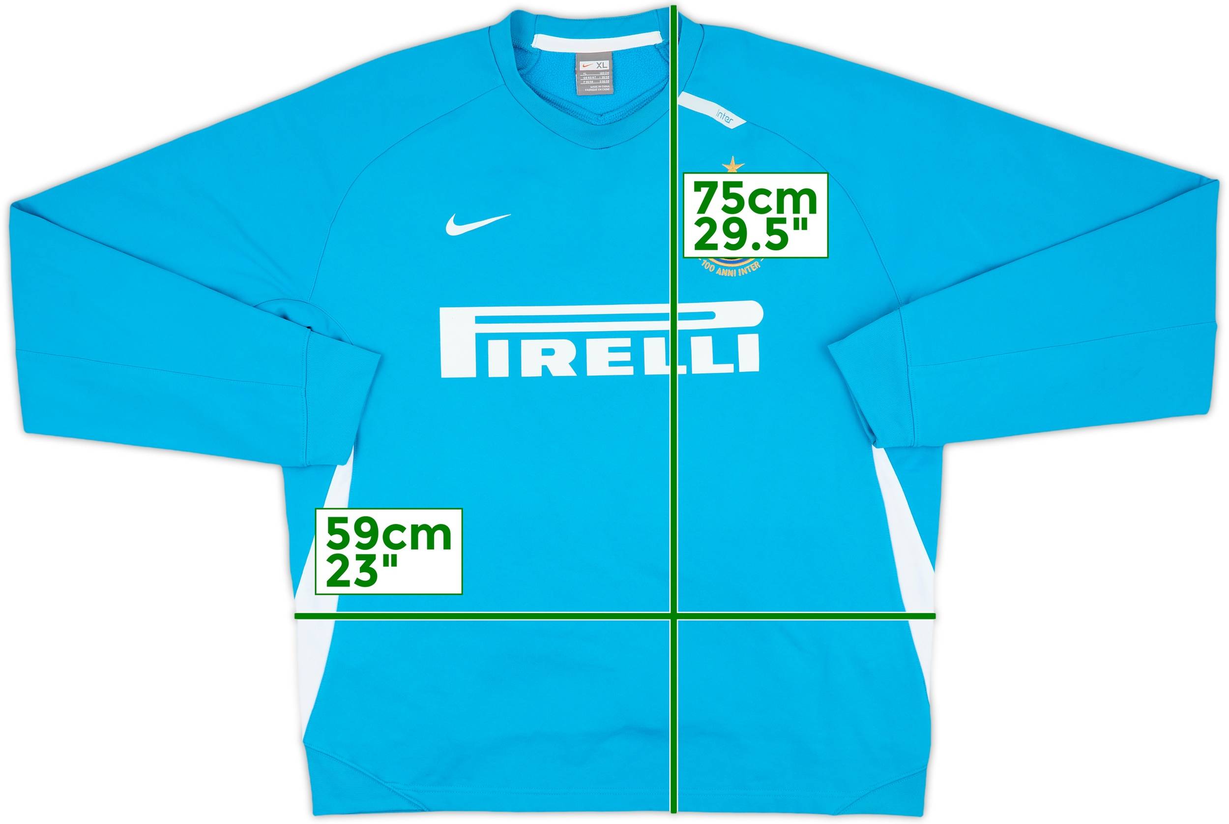 2007-08 Inter Milan Nike Sweat Top - 8/10 - (XL)