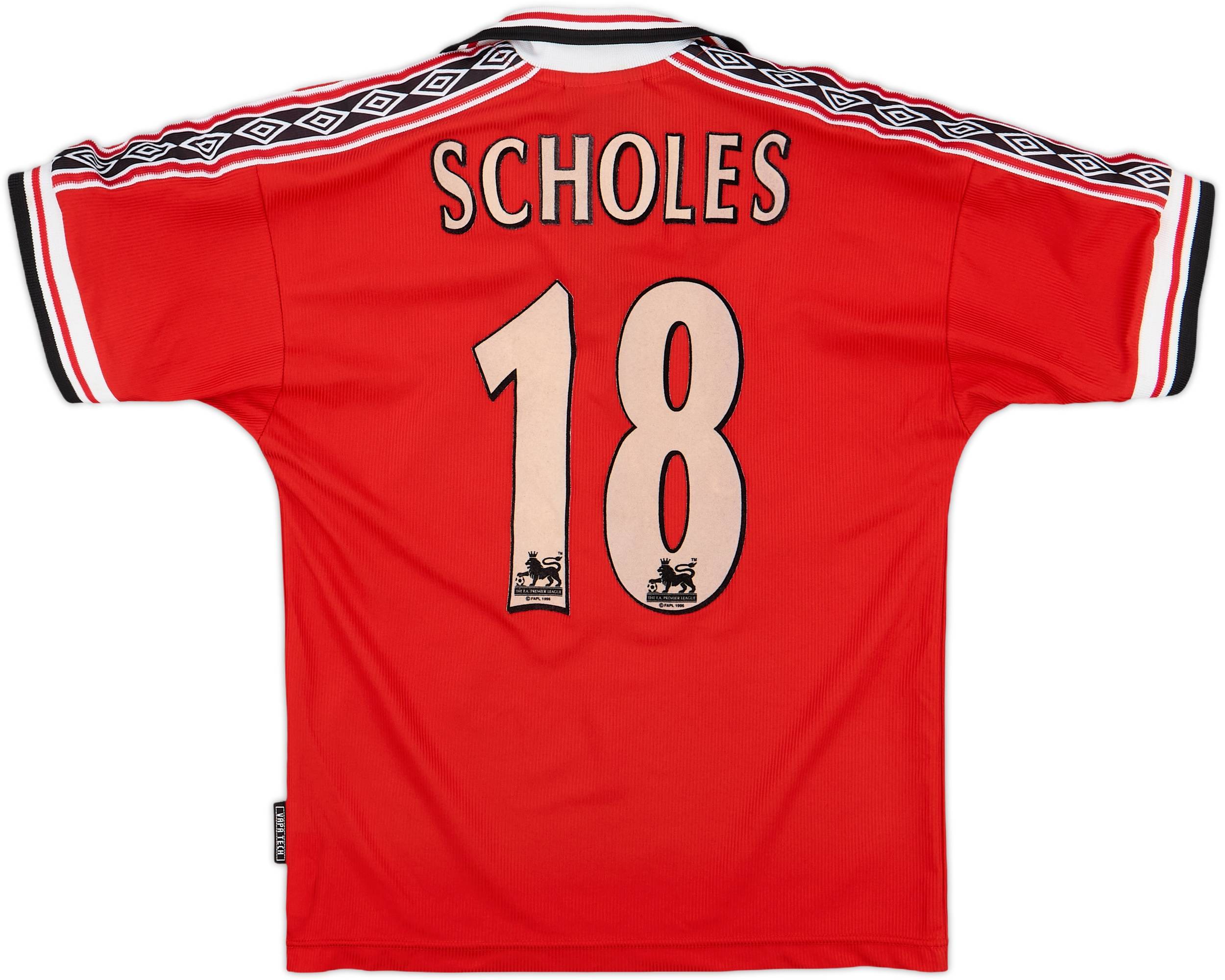 1998-00 Manchester United Home Shirt Scholes #18 - 5/10 - (L.Boys)