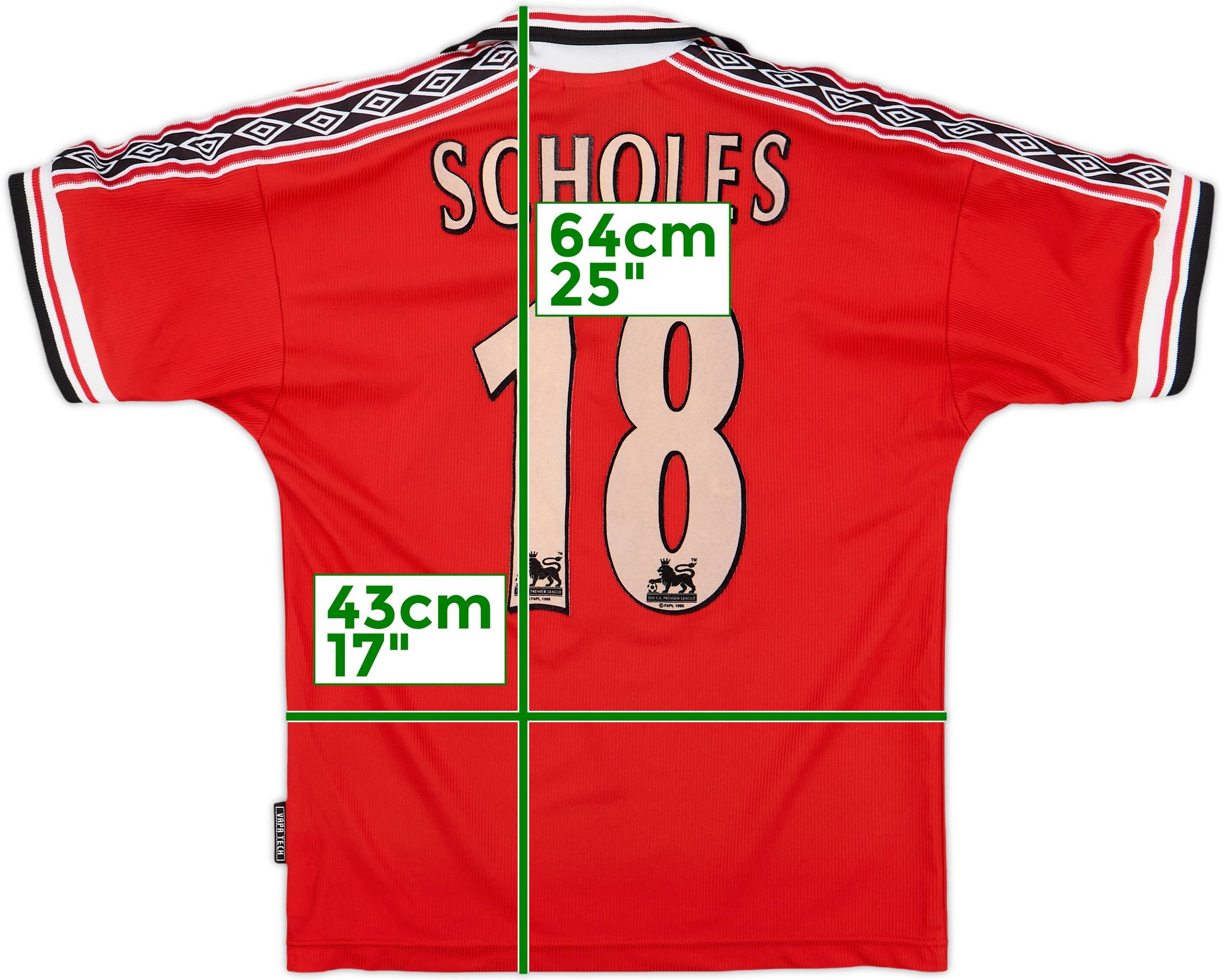 1998-00 Manchester United Home Shirt Scholes #18 - 5/10 - (L.Boys)