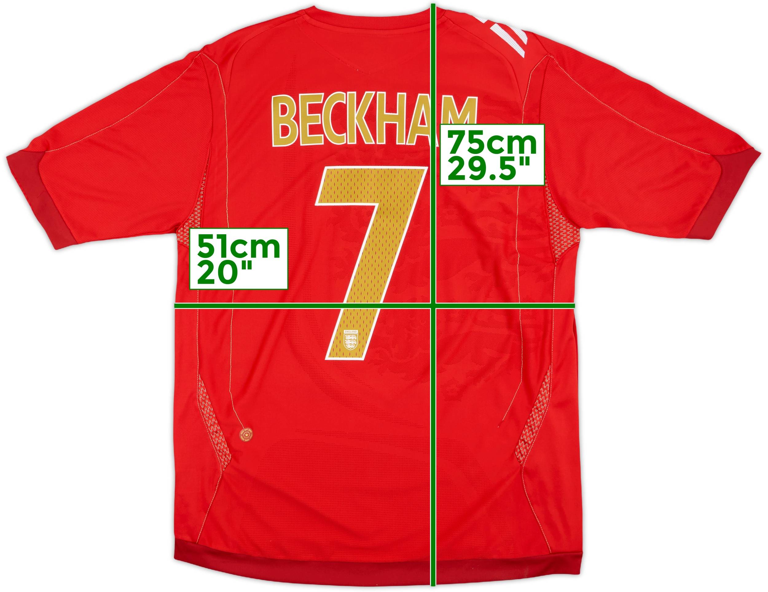 2006-08 England Away Shirt Beckham #7 - 8/10 - (L)