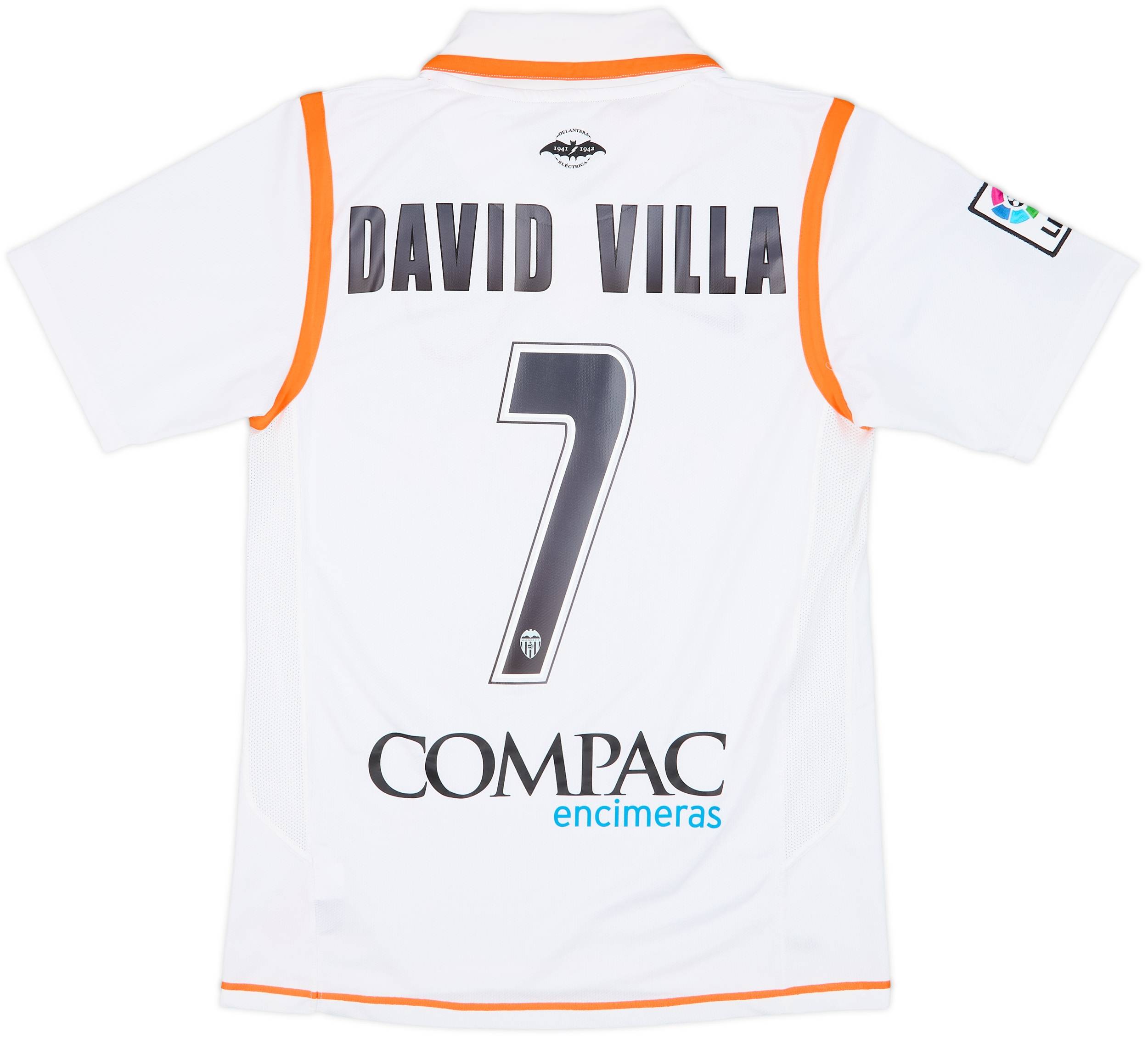 2007-08 Valencia Home Shirt David Villa #7 - 9/10 - (S)