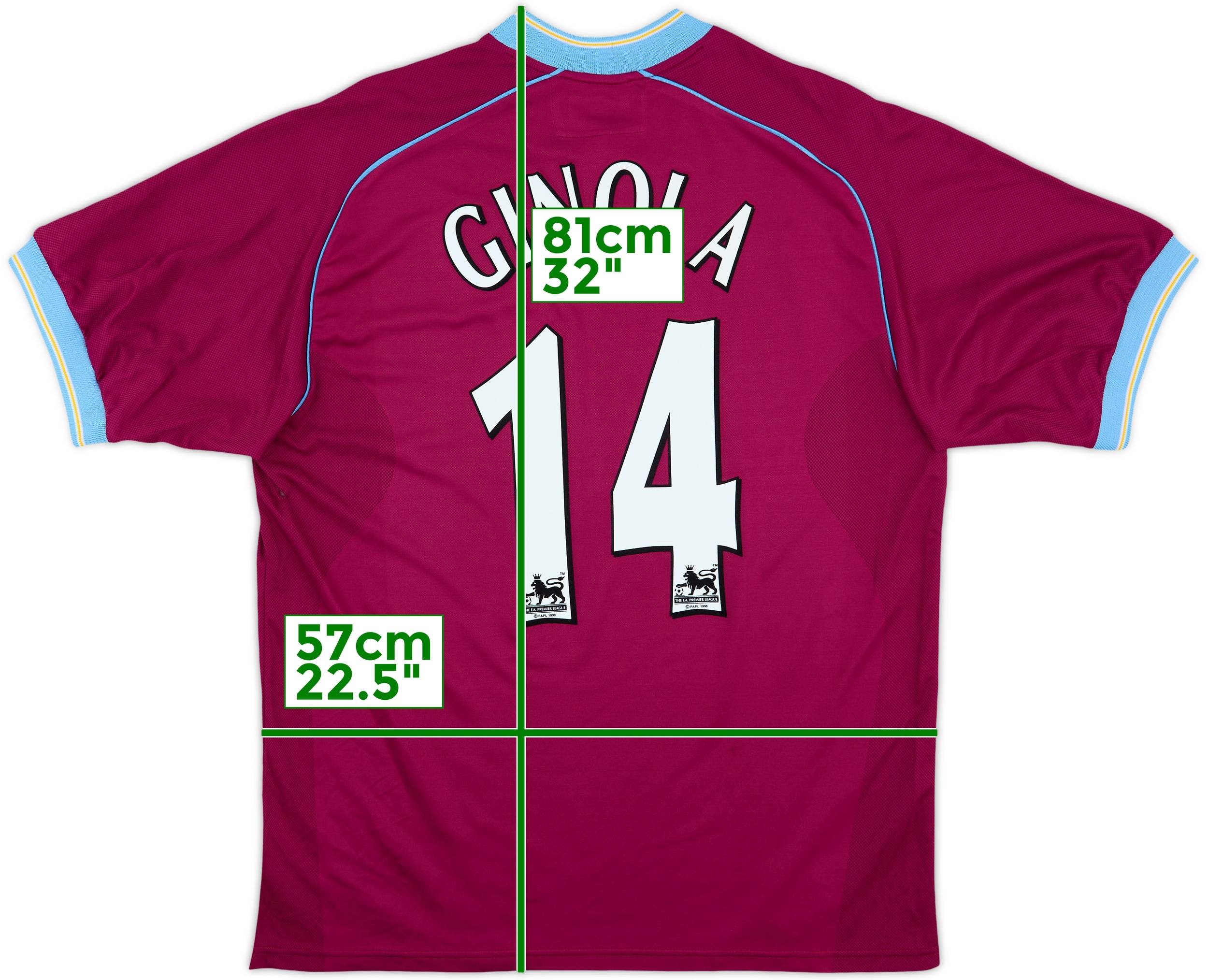 2001-02 Aston Villa Home Shirt Ginola #14 - 8/10 - (L)