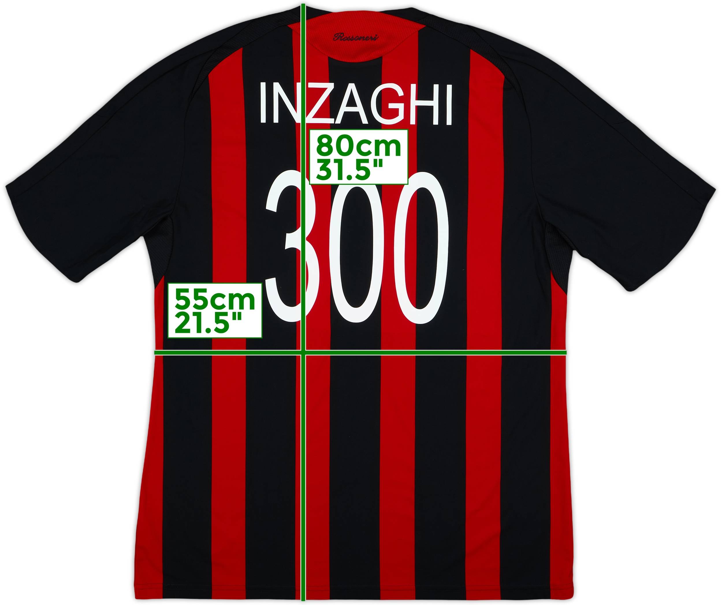 2008-09 AC Milan Home Shirt Inzaghi #300 - 8/10 - (XL)