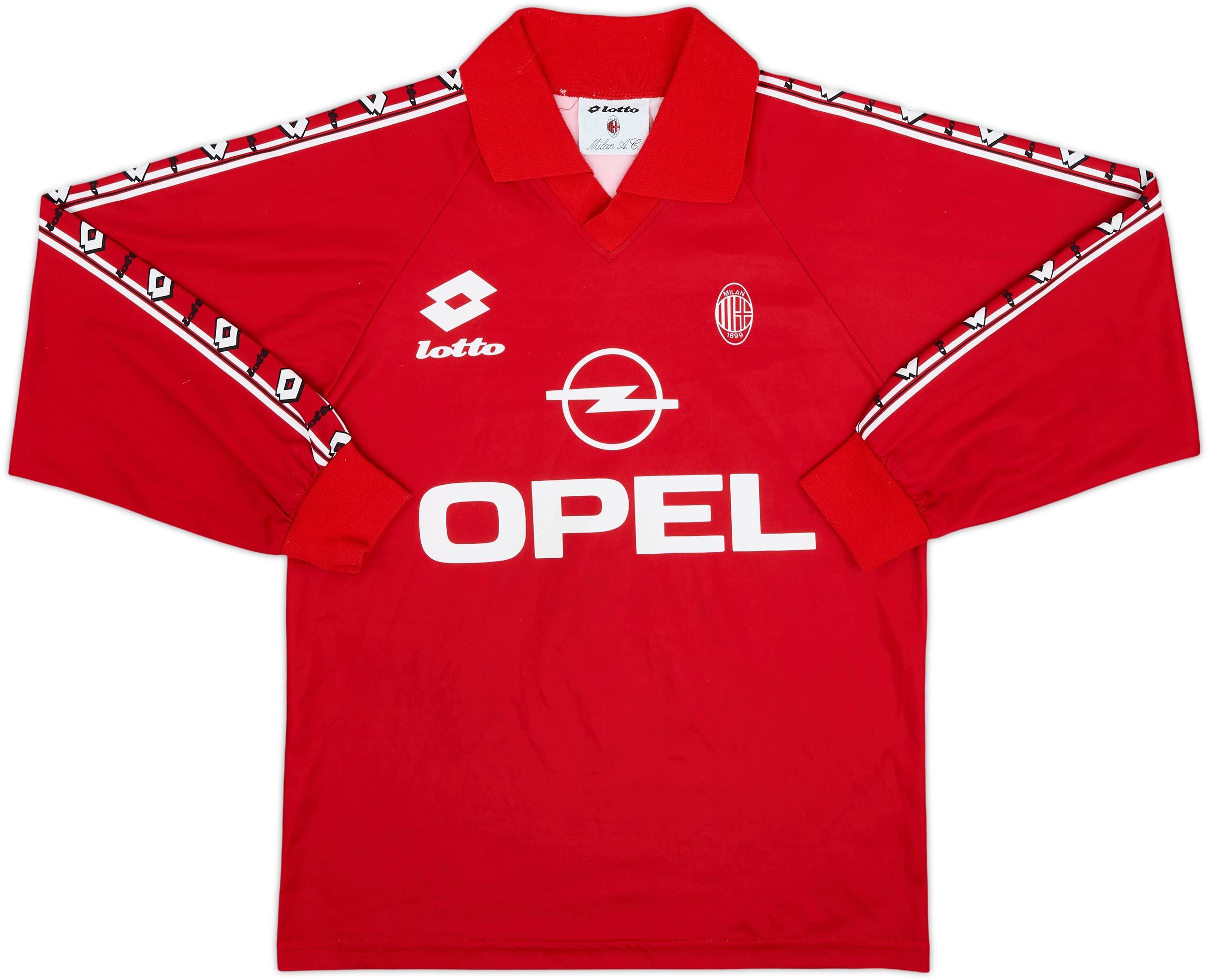1995-96 AC Milan Lotto Training L/S Shirt - 8/10 - (XL.Boys)