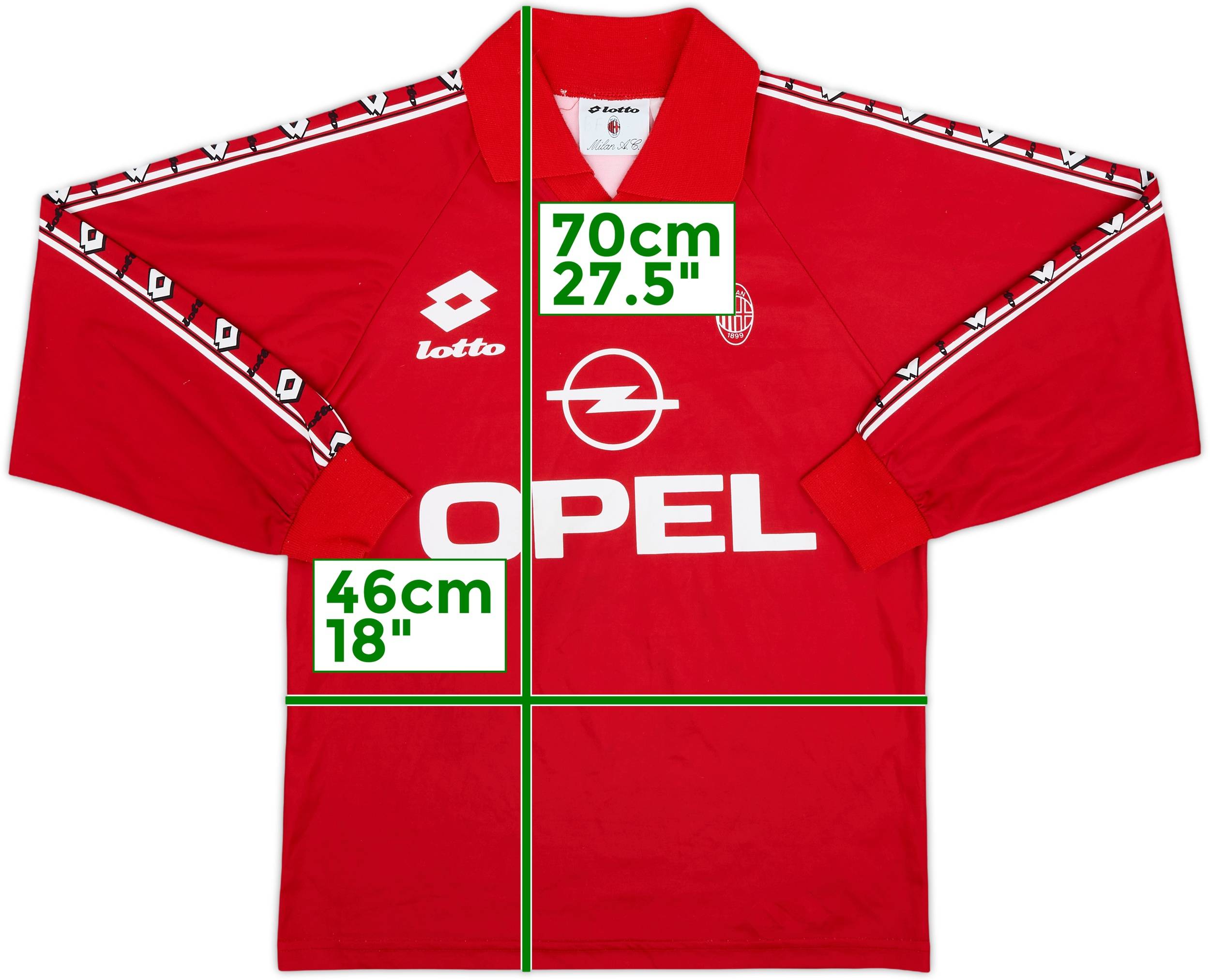 1995-96 AC Milan Lotto Training L/S Shirt - 8/10 - (XL.Boys)