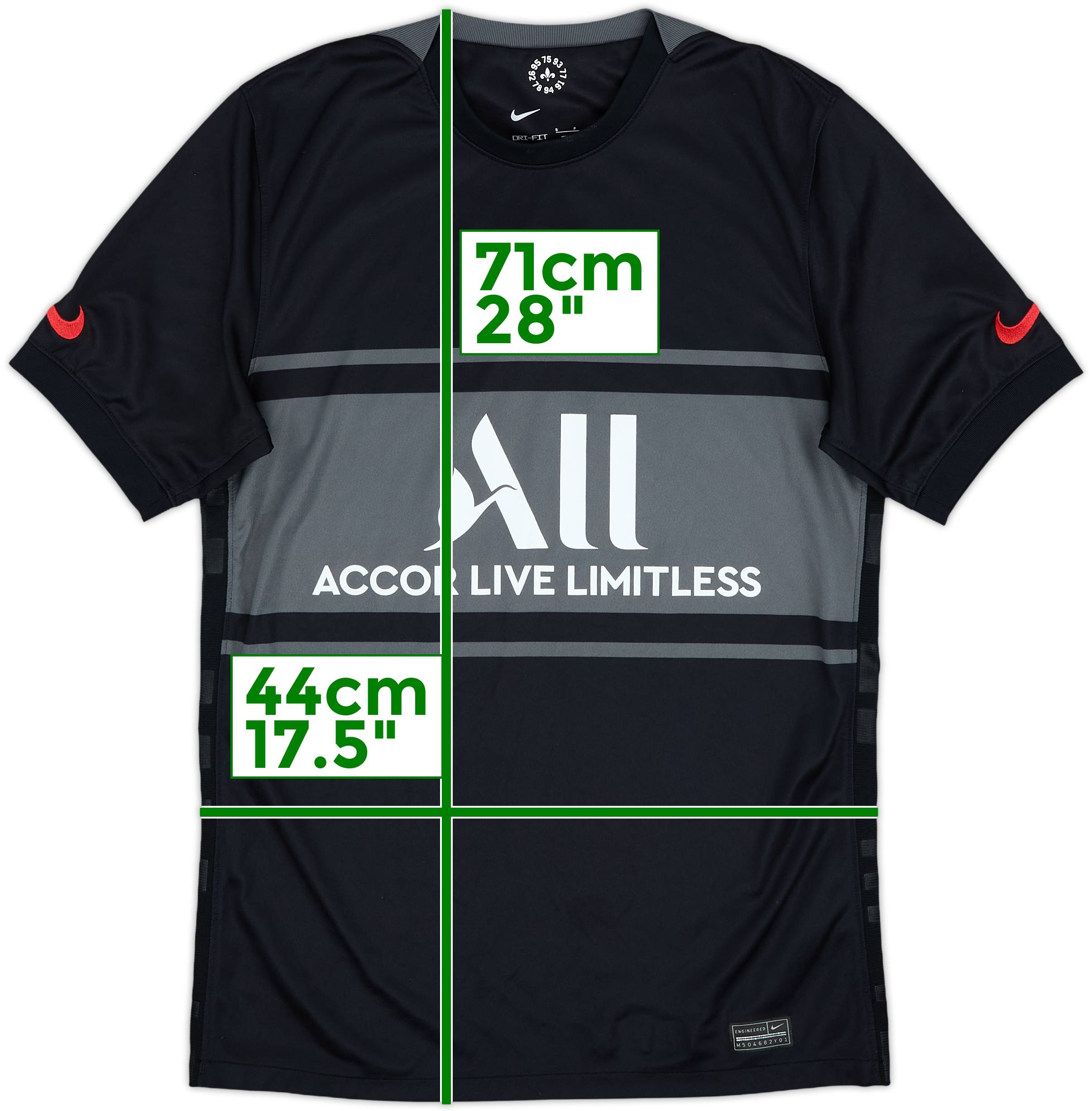 美品 Paris Saint-Germain セカンドポ－チ ブラック 2021-22 Paris Saint-Germain Third Shirt - 8/10 - (S)