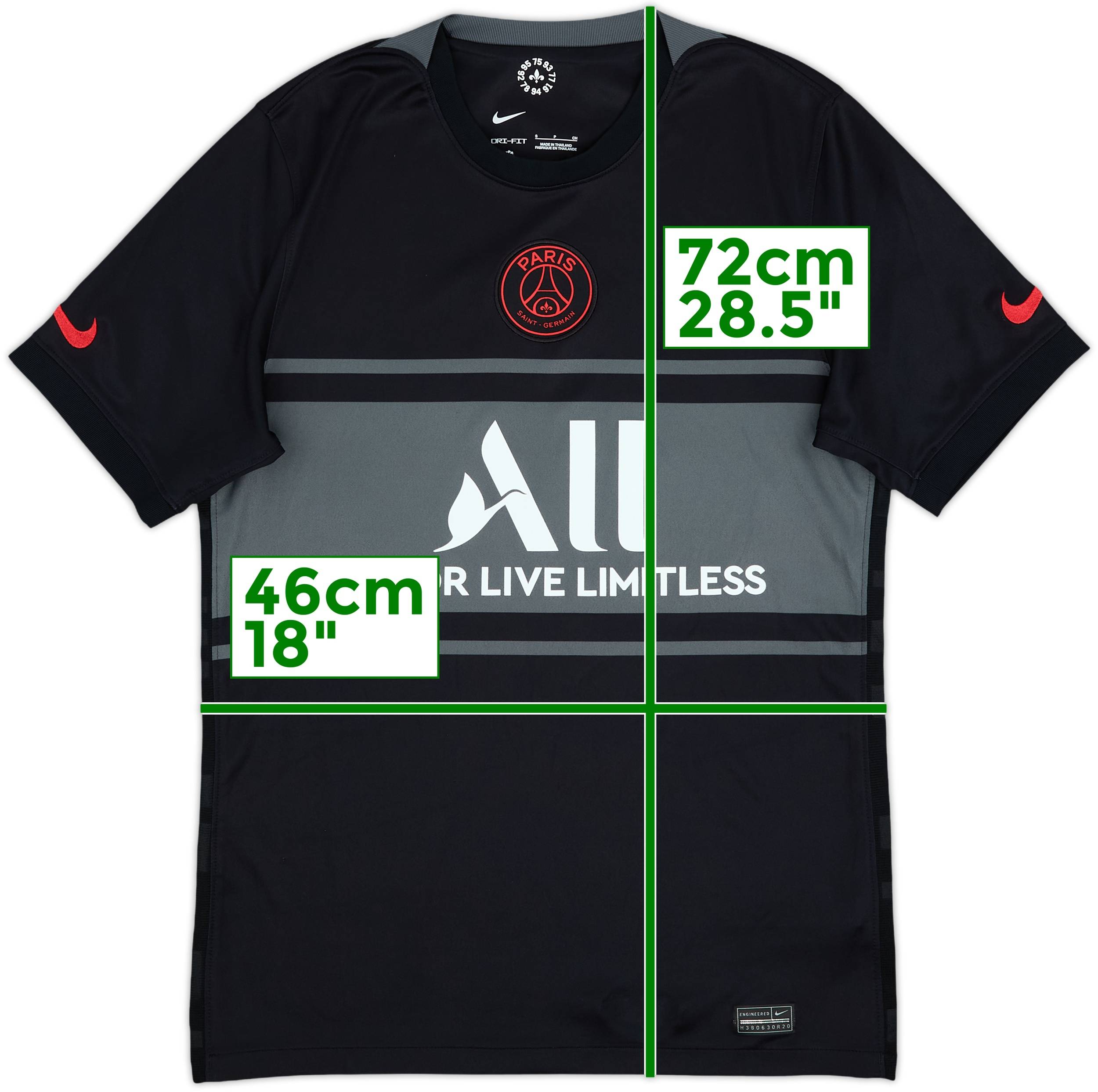 2021-22 Paris Saint-Germain Third Shirt - 8/10 - (S)