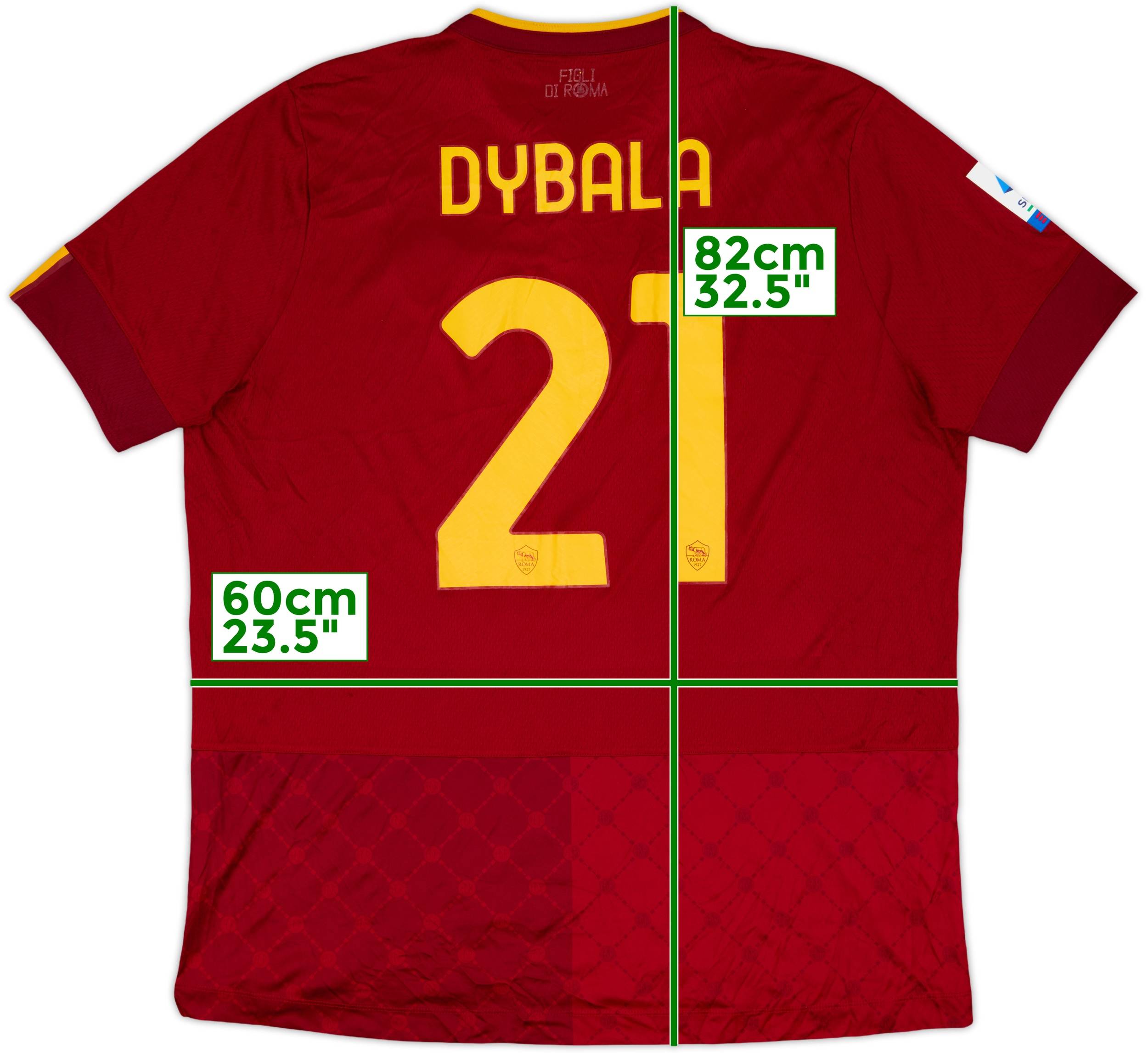 ASローマ Dybala 21番 シャツ ディバラ22-23ホームユニフォーム 2022-23 Roma Home Shirt Dybala #21 - 7/10 - (XXL)