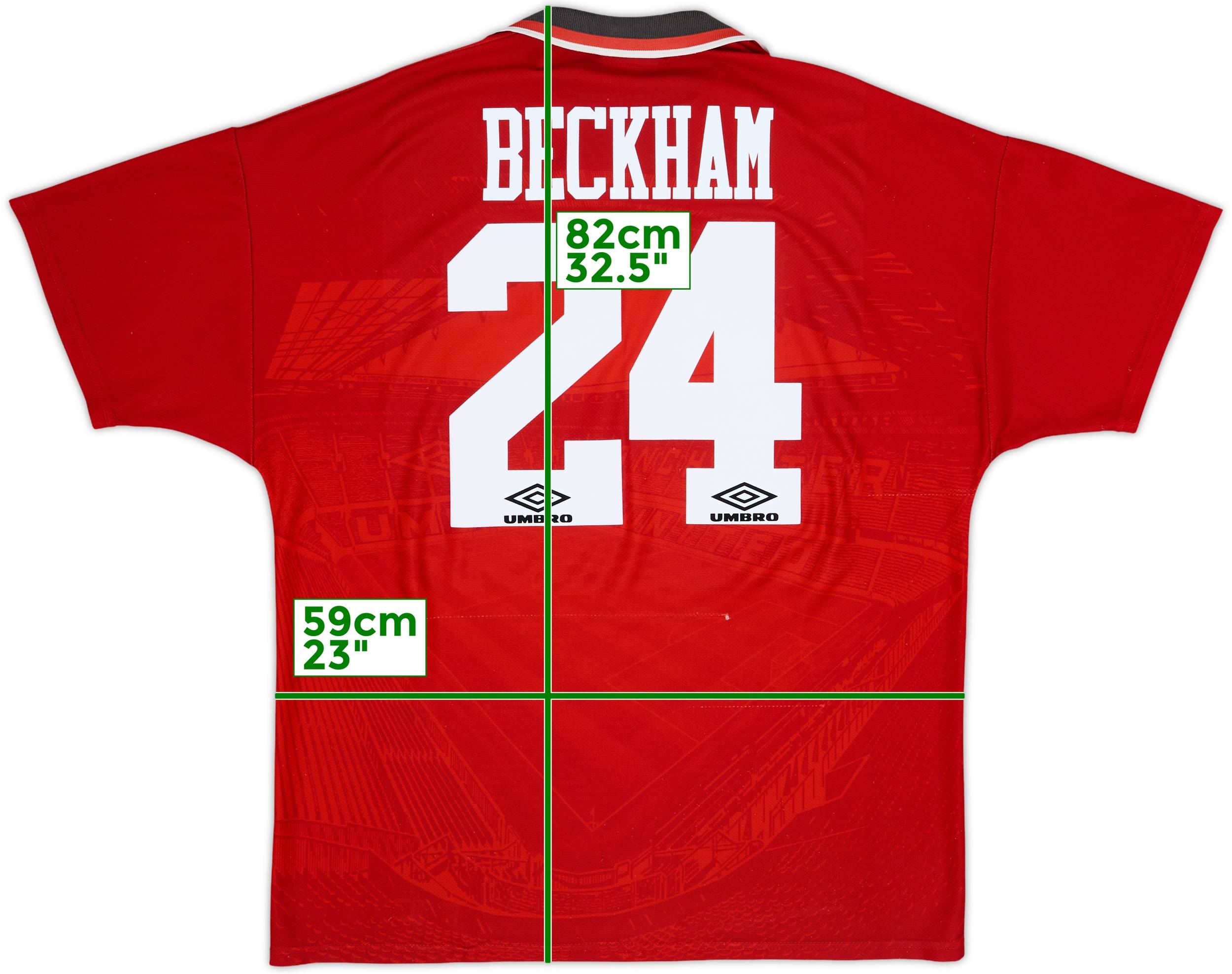 未着用　UMBRO manchester united 1994-96 Manchester United Home Shirt Beckham #24 - 6/10 - (XL)