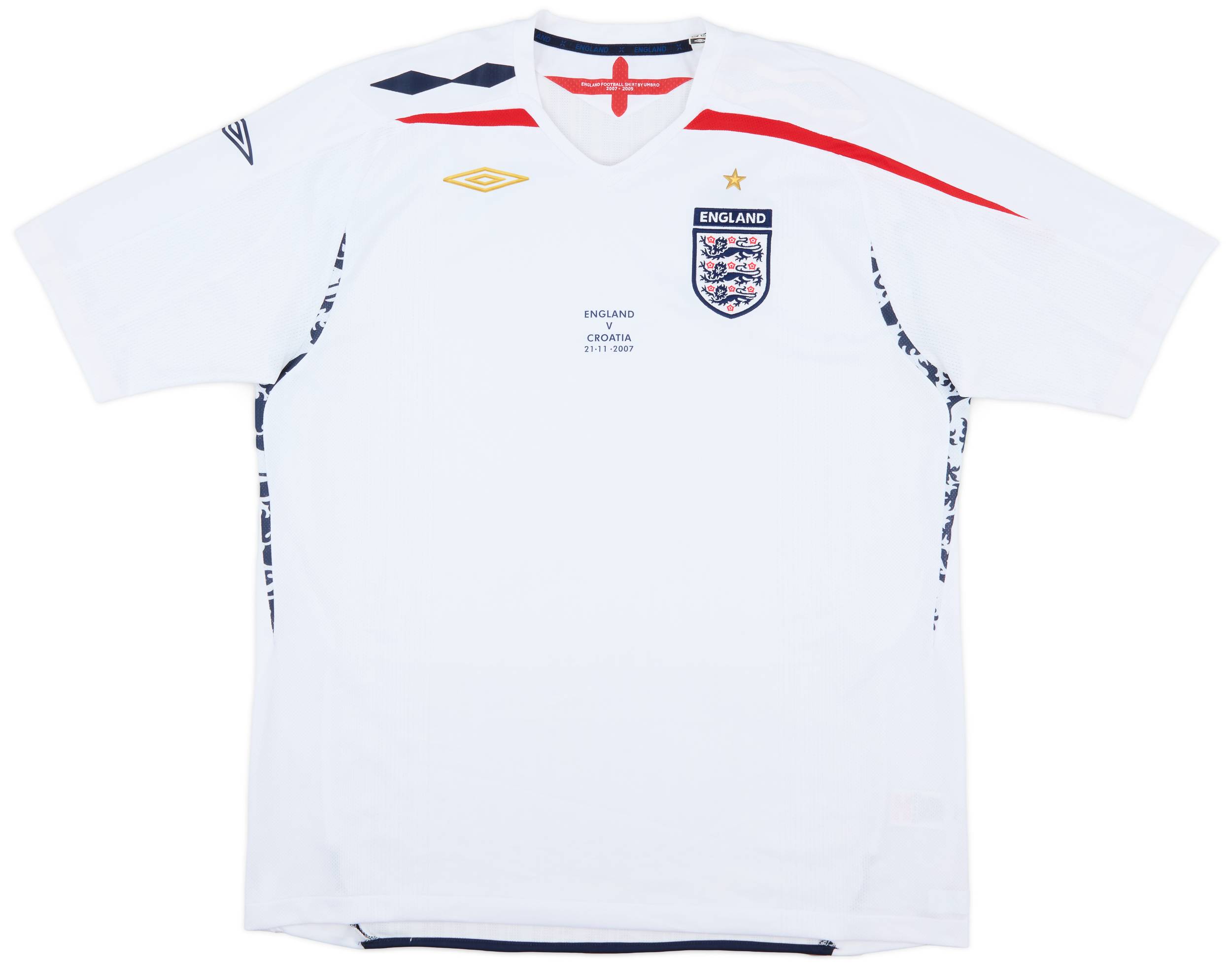 2007-09 England 'v Croatia' Home Shirt - 9/10 - (XXL)