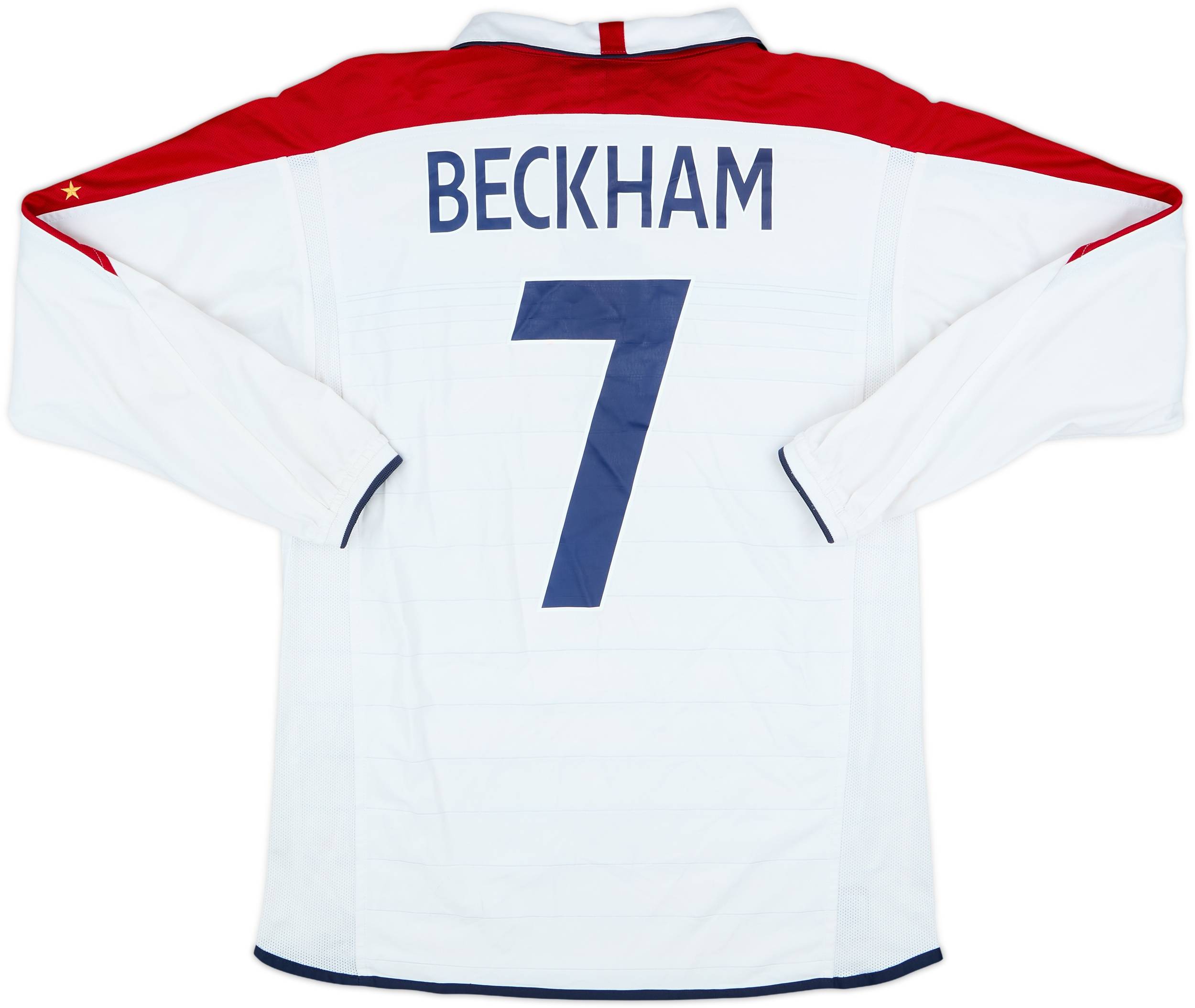 2003-05 England Home L/S Shirt Beckham #7 - 5/10 - (M)