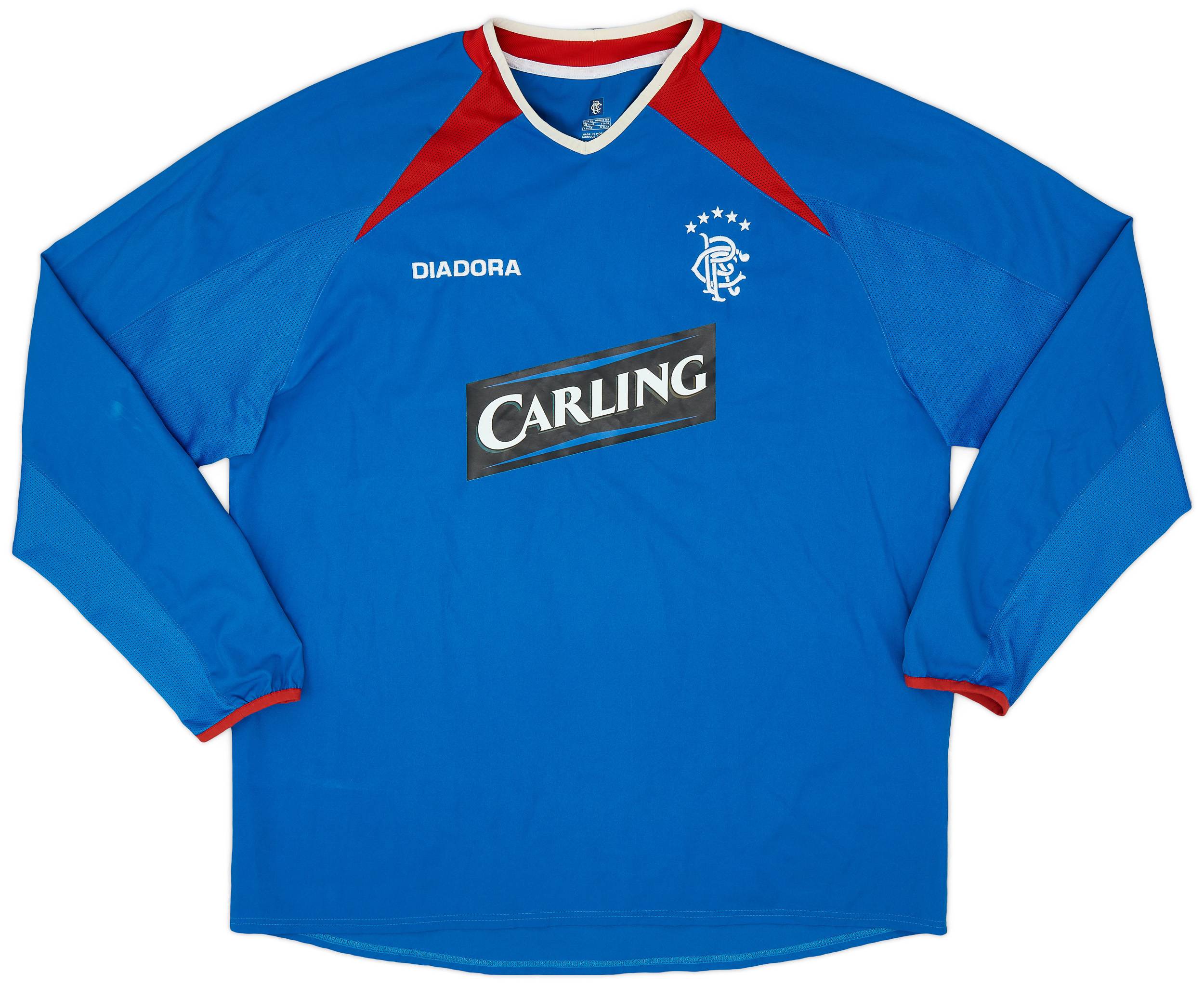 ハ*ン様 Rangers FC DIADORA サッカーシャツ 長袖 サイズL 2003-04 Rangers Home L/S Shirt - 8/10 - (XL)
