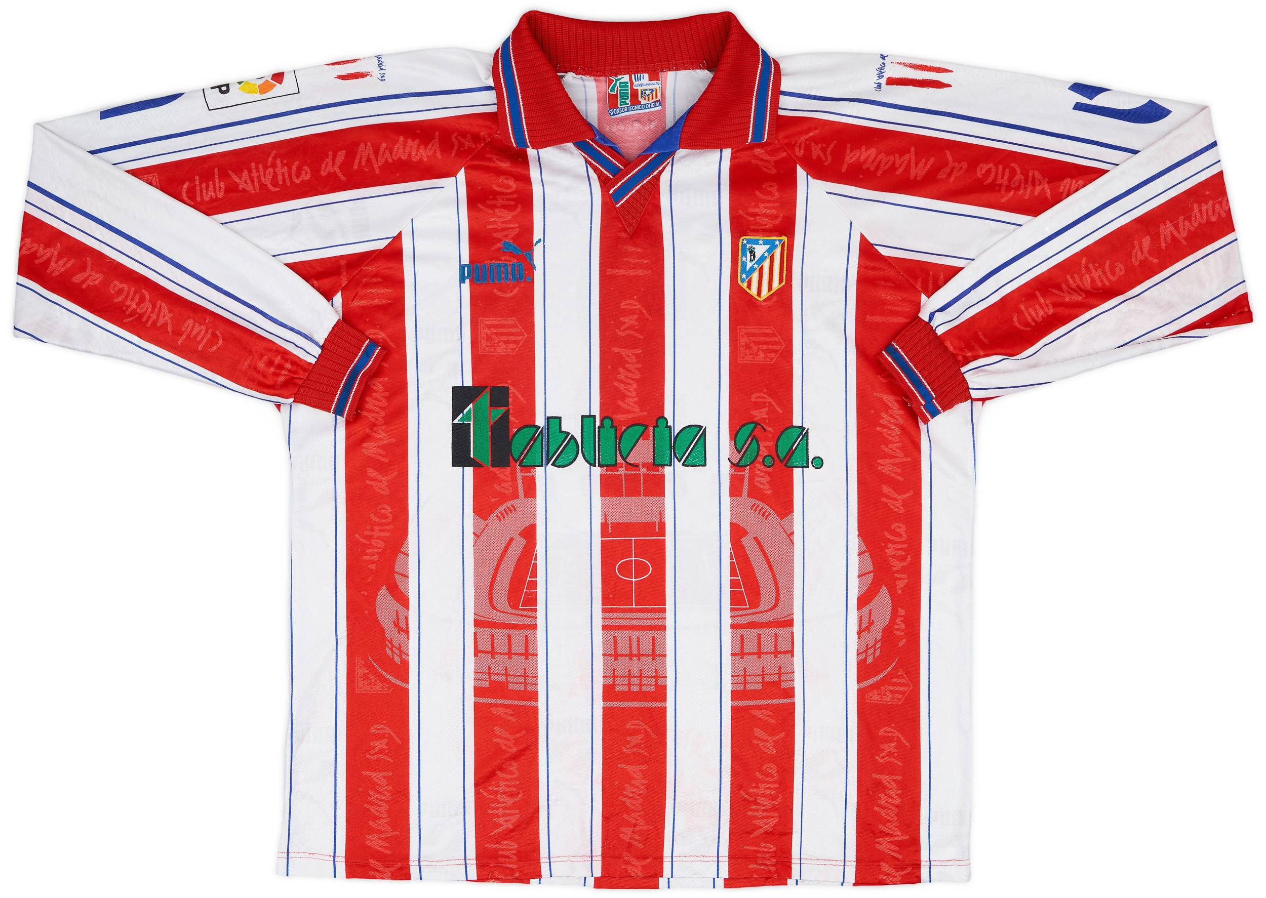 1996-97 Atletico Madrid Match Issue Home L/S Shirt #3