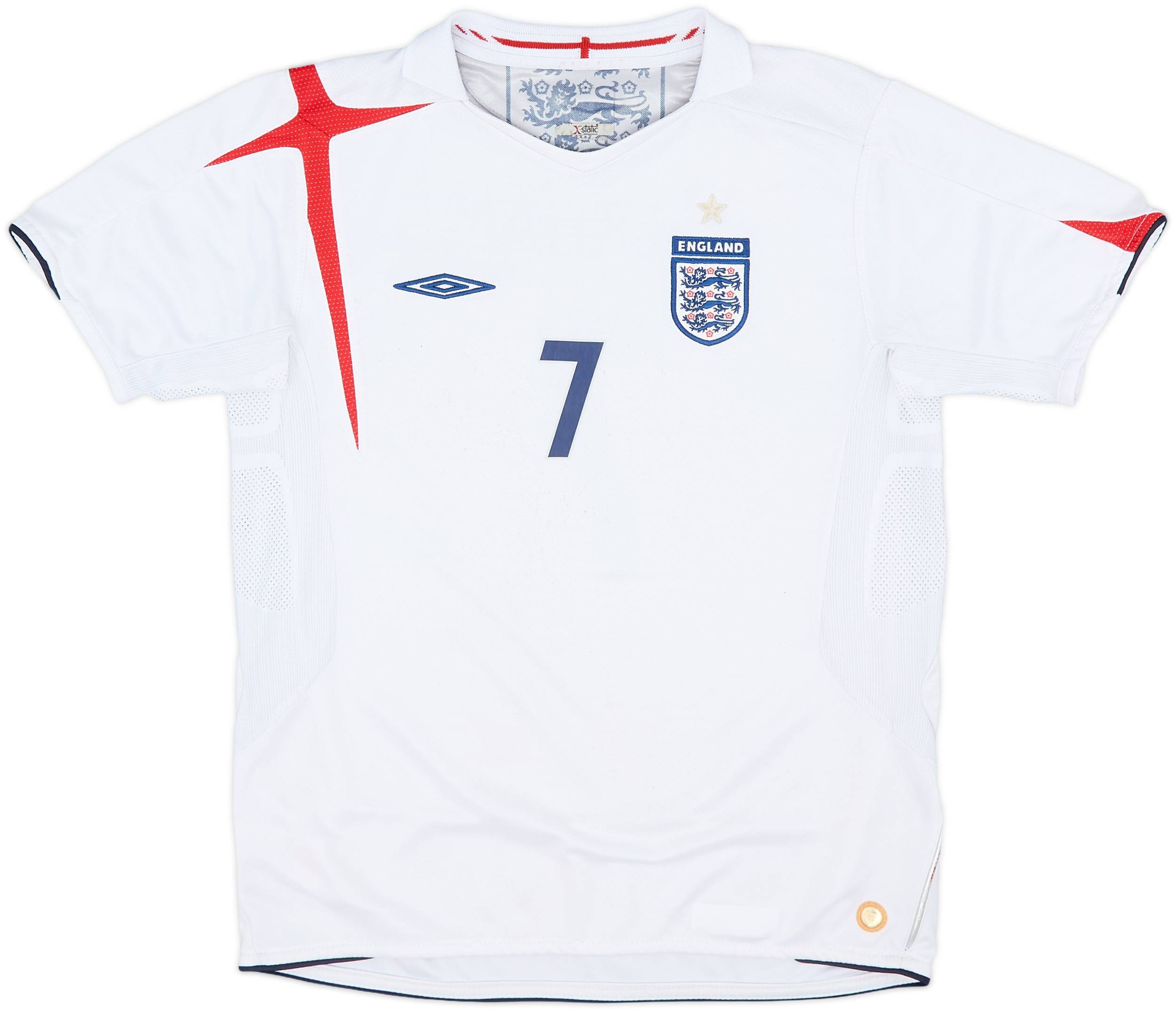 2005-07 England Home Shirt Beckham #7 - 5/10 - (L.Boys)