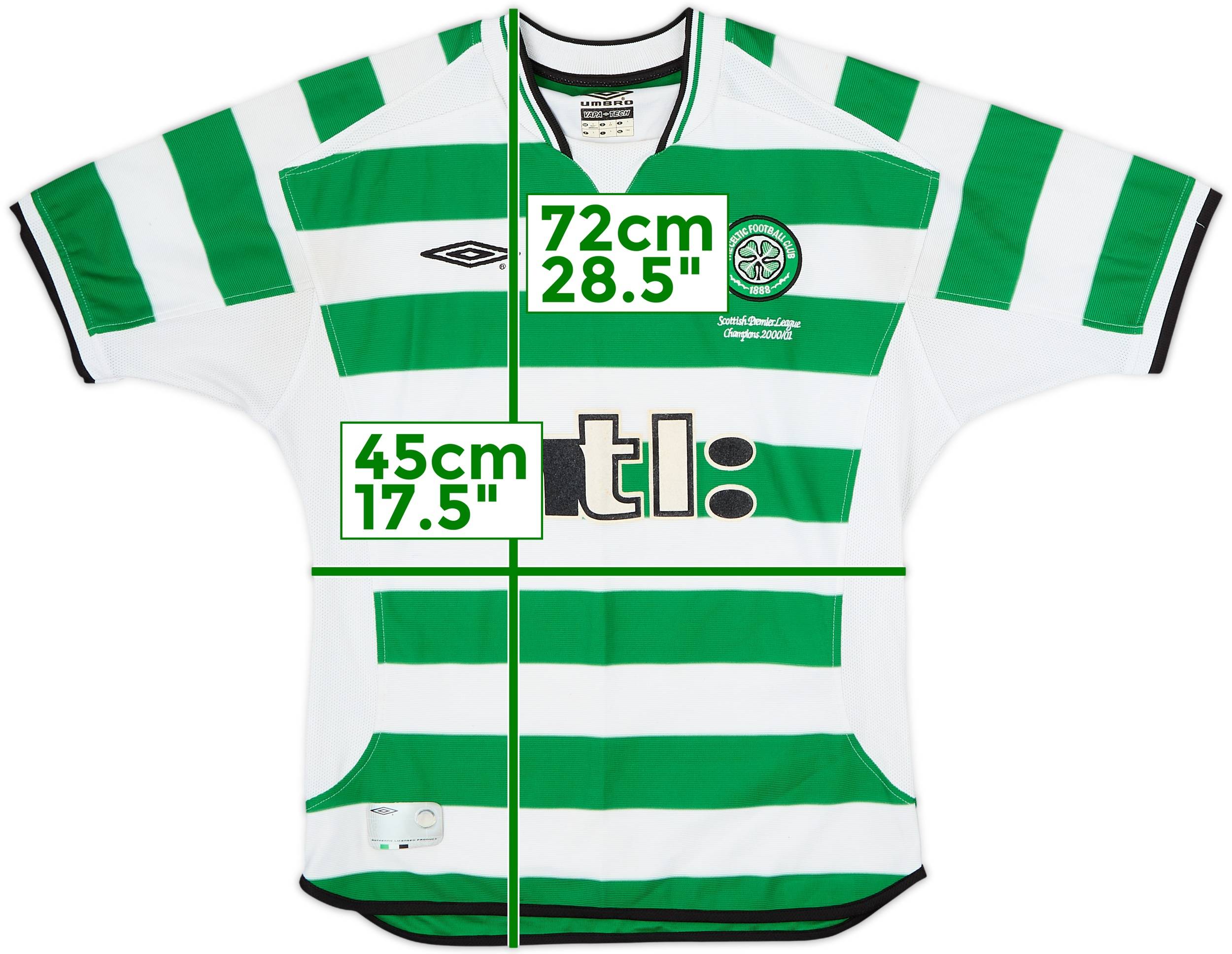 CELTIC/セルティック　01/03ユニフォーム 2001-03 Celtic Home Shirt - 5/10 - (S)