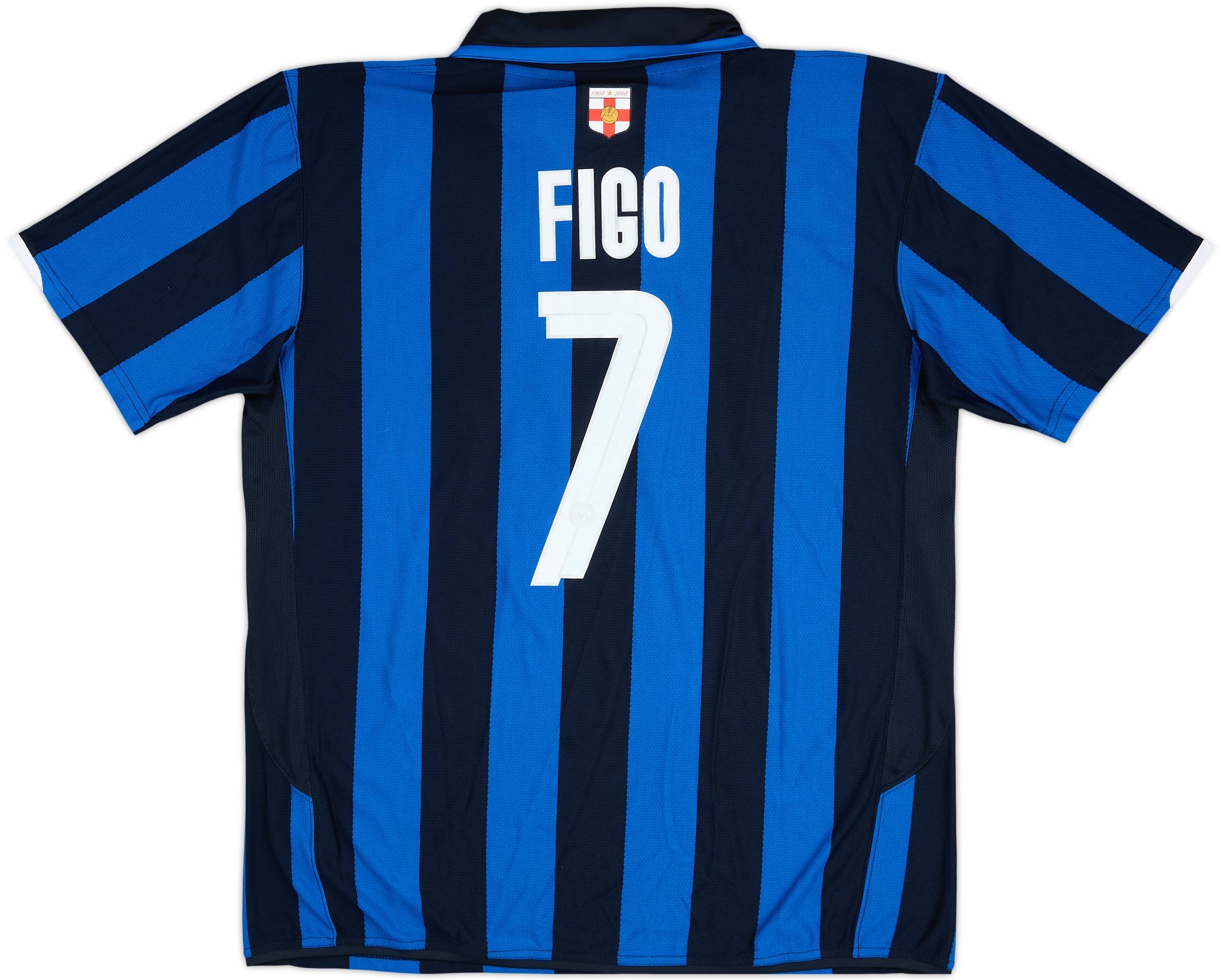 2007-08 Inter Milan Centenary Home Shirt Figo #7 - 8/10 - (XL)