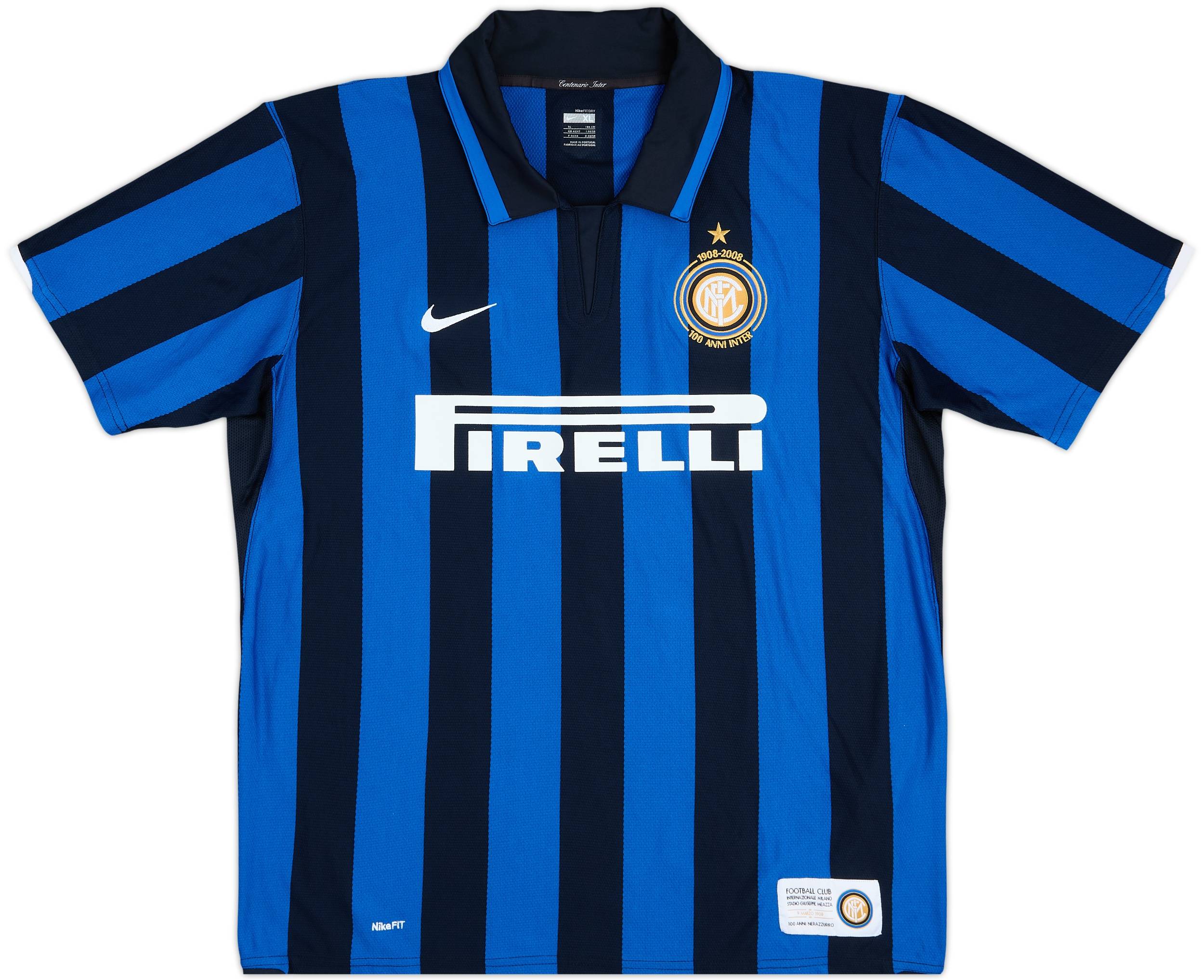 2007-08 Inter Milan Centenary Home Shirt Figo #7 - 8/10 - (XL)