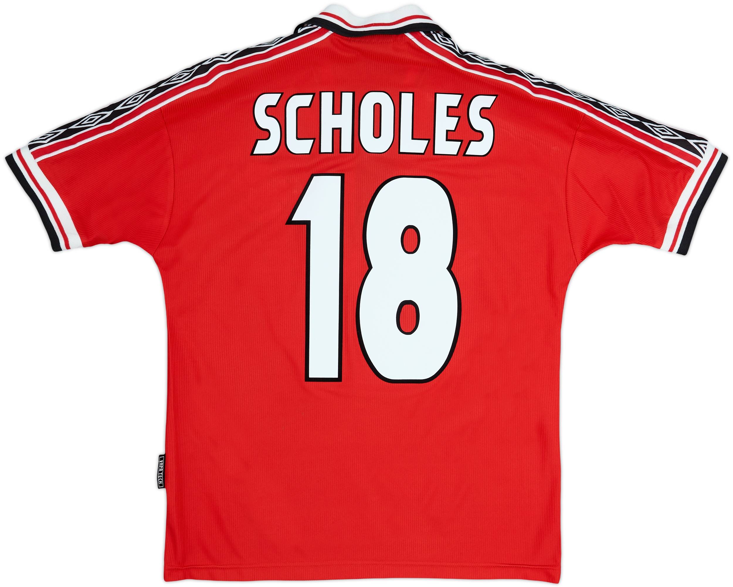 1998-00 Manchester United Home Shirt Scholes #18 - 7/10 - (Y)