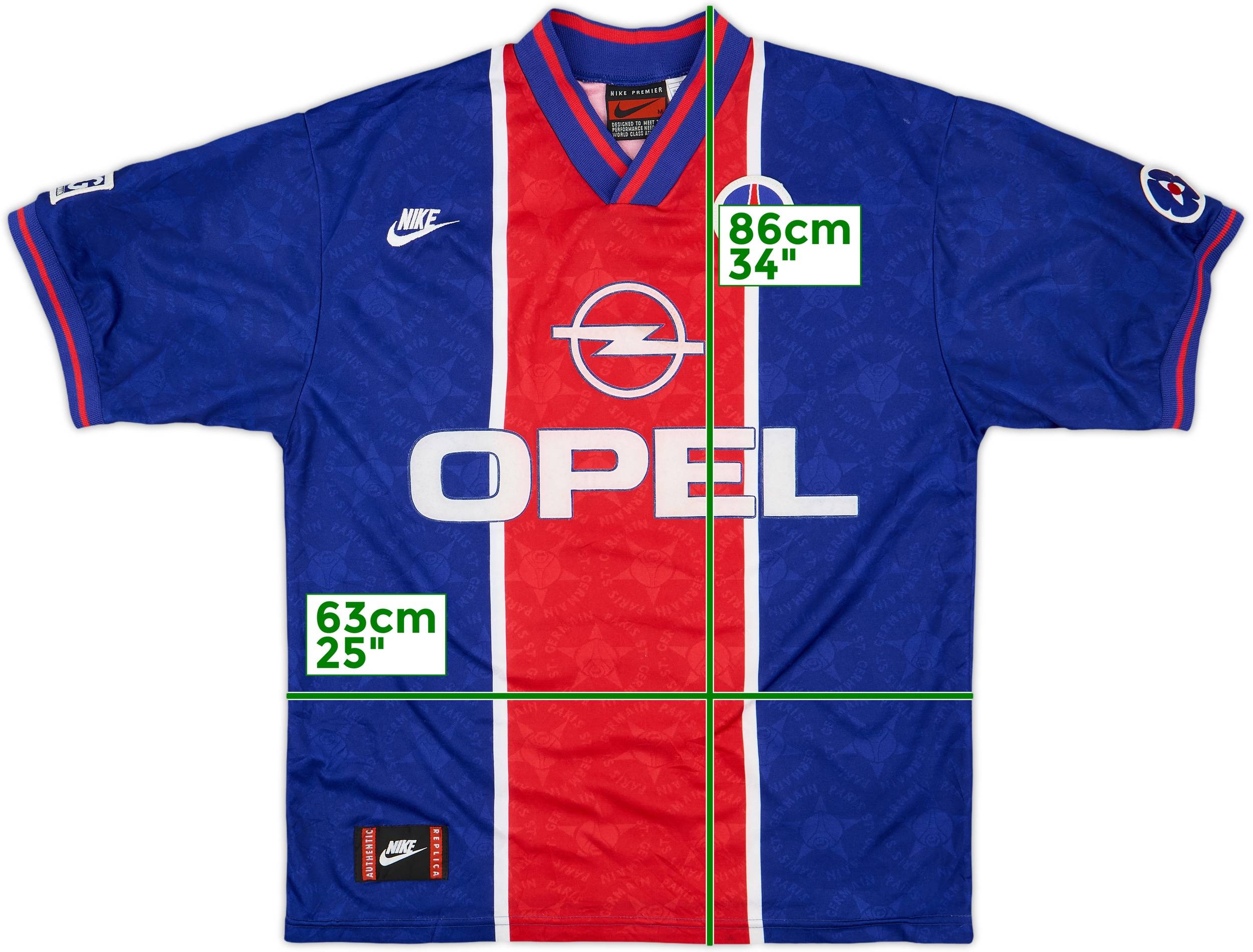 NIKE 95-96 Paris Saint-Germain ユニフォーム 1995-96 Paris Saint-Germain Home Shirt - 9/10 - (M)