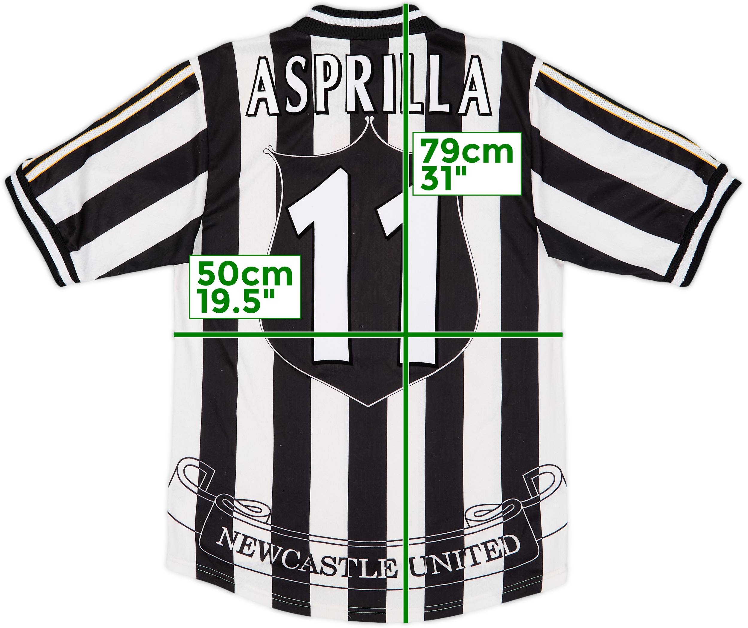 1997-99 Newcastle Home Shirt Asprilla #11 - 8/10 - (S)