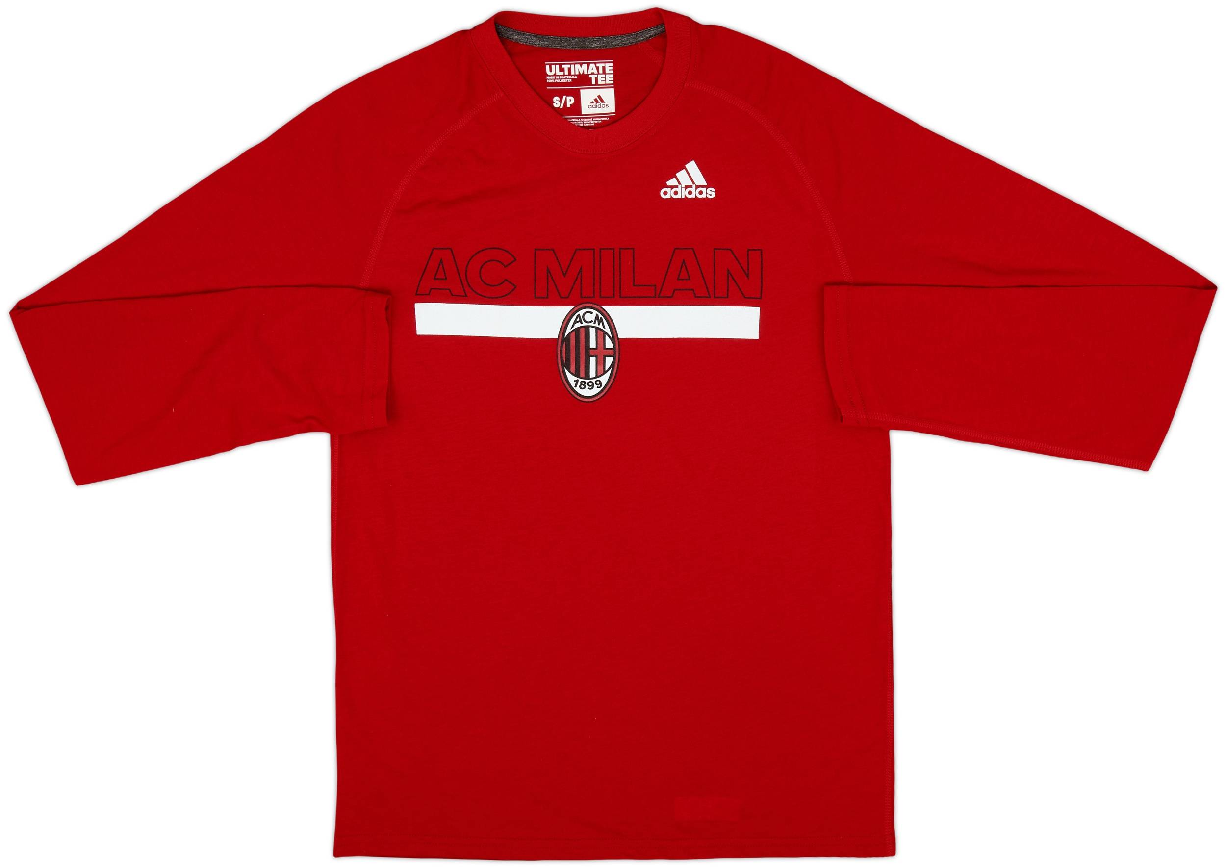 2017-18 AC Milan adidas Cotton L/S Tee - 8/10 - (S)