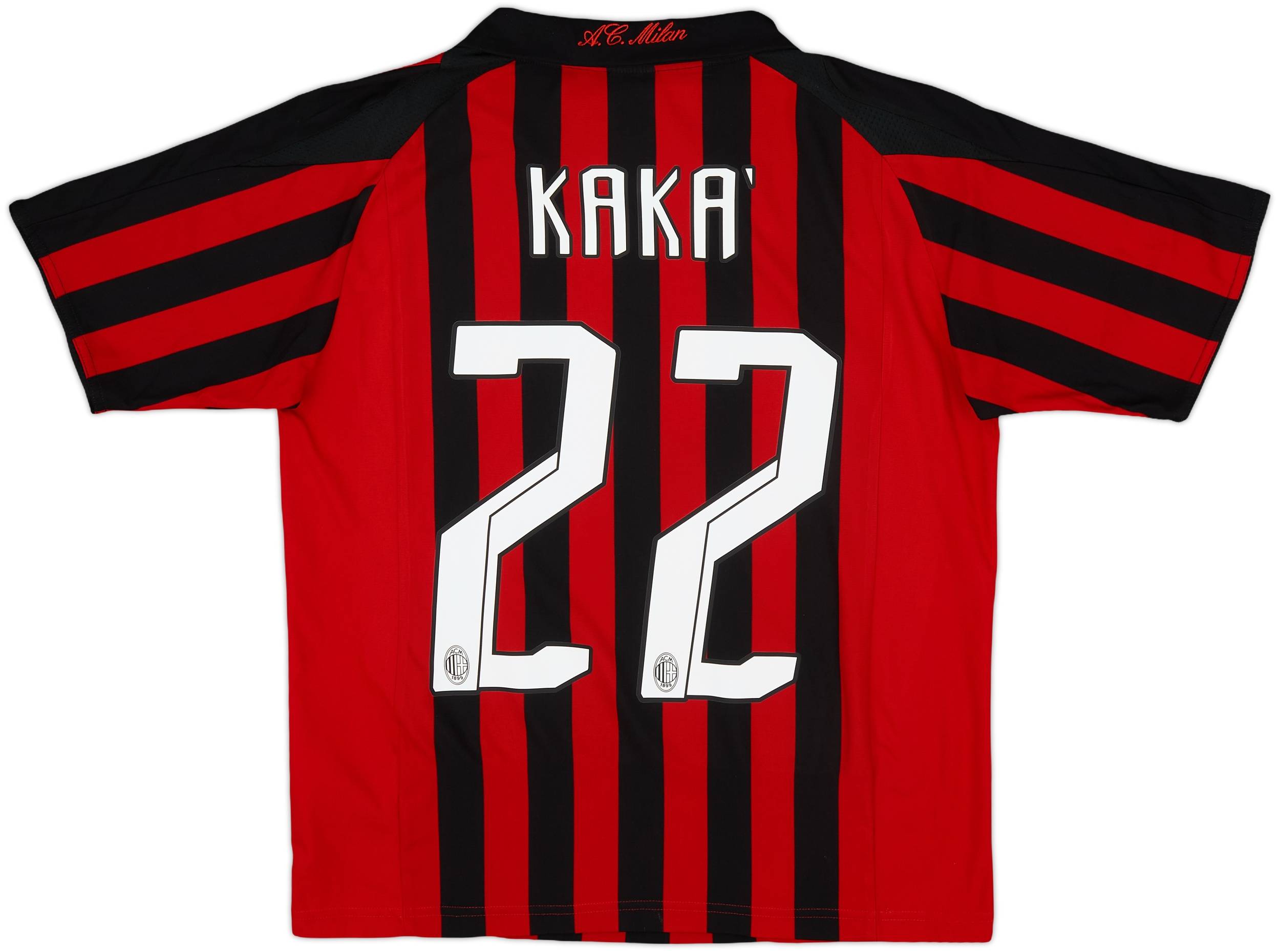 2007-08 AC Milan Home Shirt Kaka #22 - 6/10 - (L.Boys)