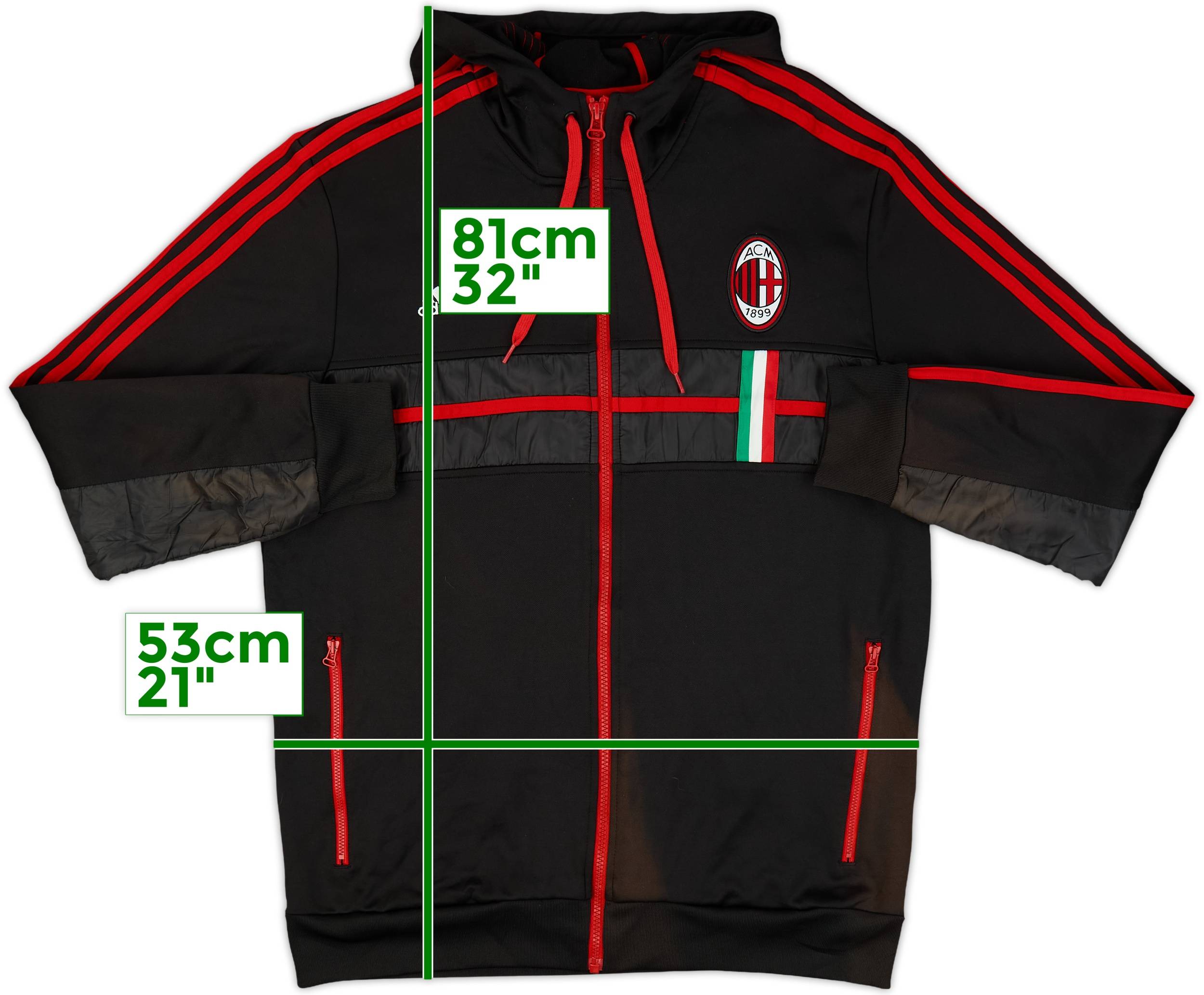 2012-13 AC Milan adidas Hooded Track Jacket - 8/10 - (XXL)
