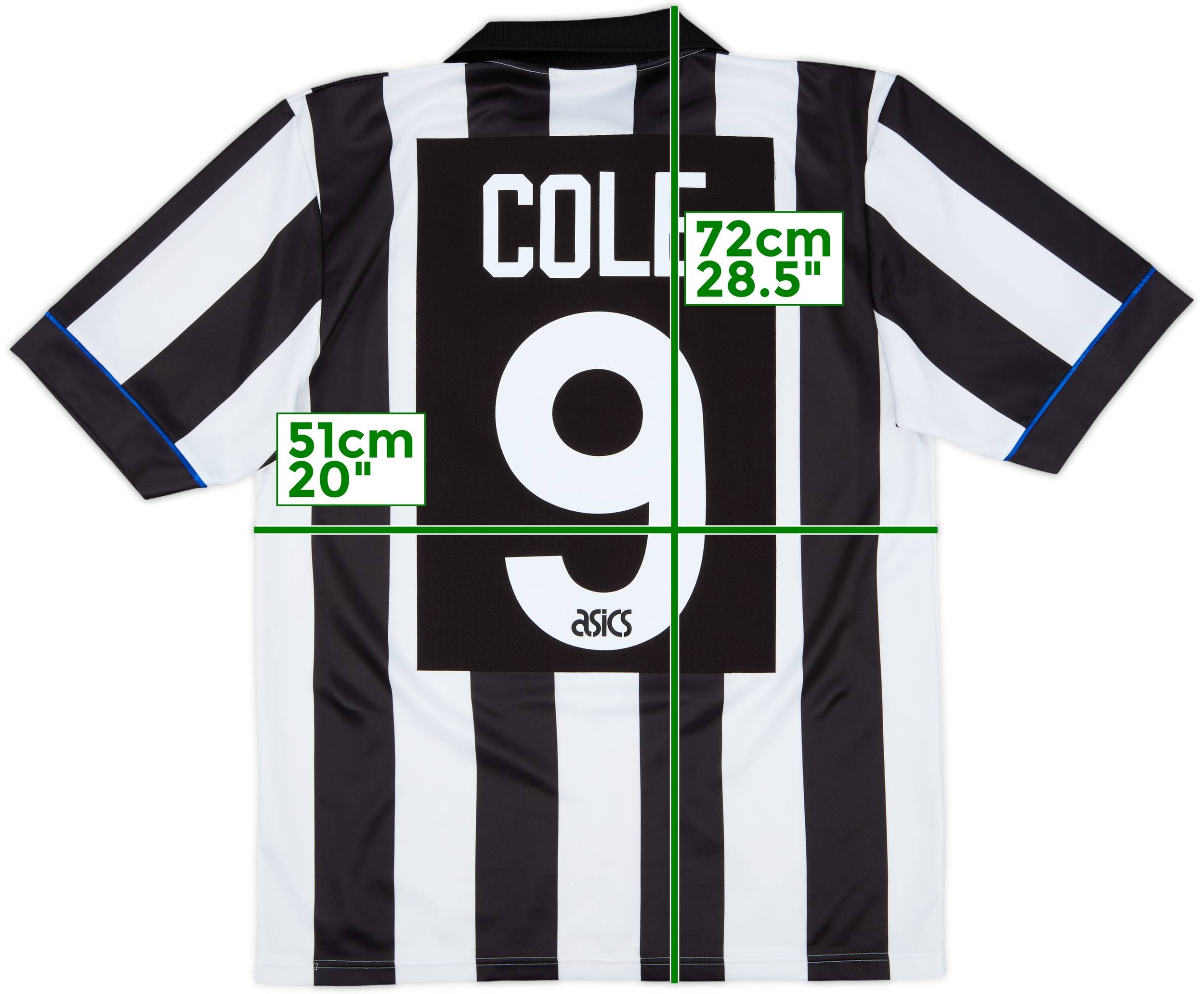 1993-95 Newcastle Home Shirt Cole #9 - 8/10 - (M)