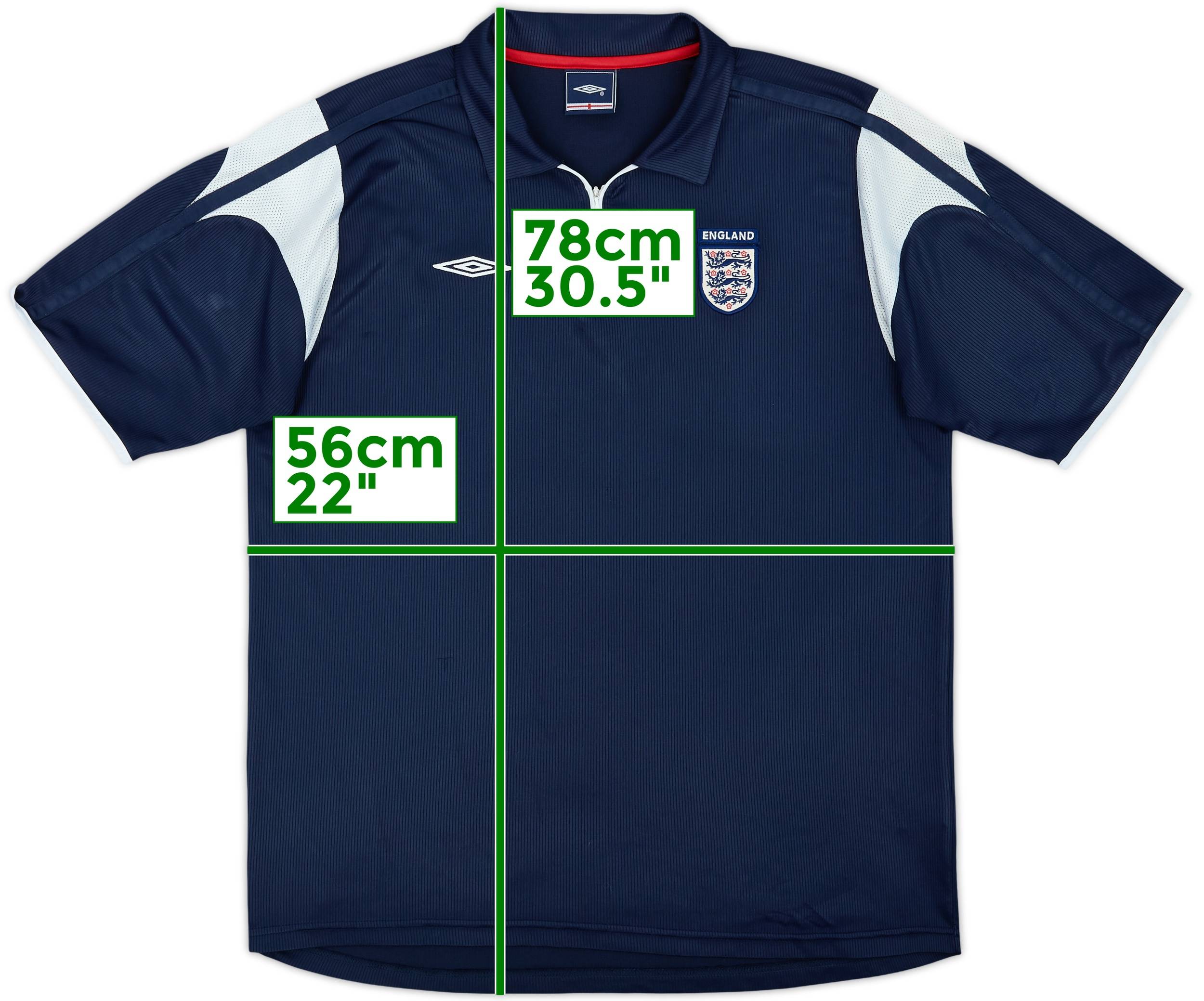 2005-06 England Umbro 1/4 Zip Polo Shirt - 8/10 - (L)