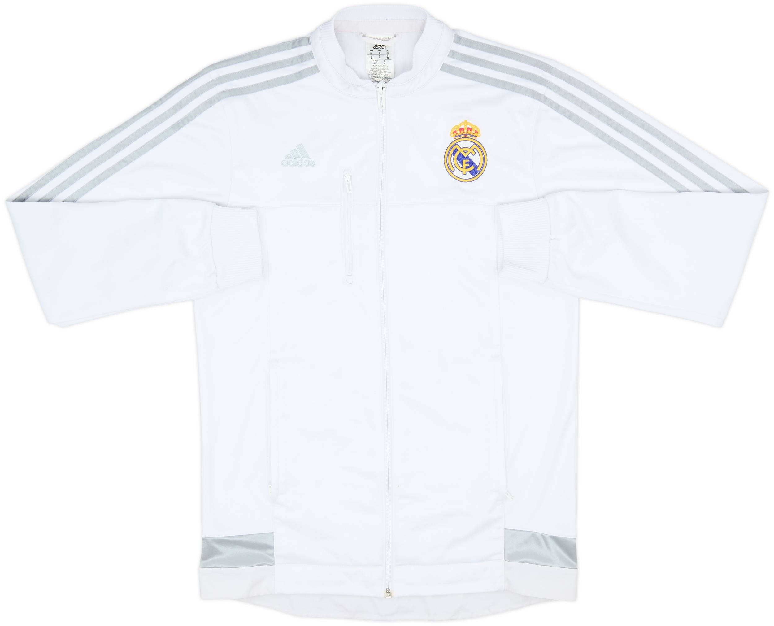 ウェア adidas Real Madrid Anthem Jacket 2015-16 adidas 2015/16 Real Madrid CF Anthem Jacket [White] (XS) : Amazon