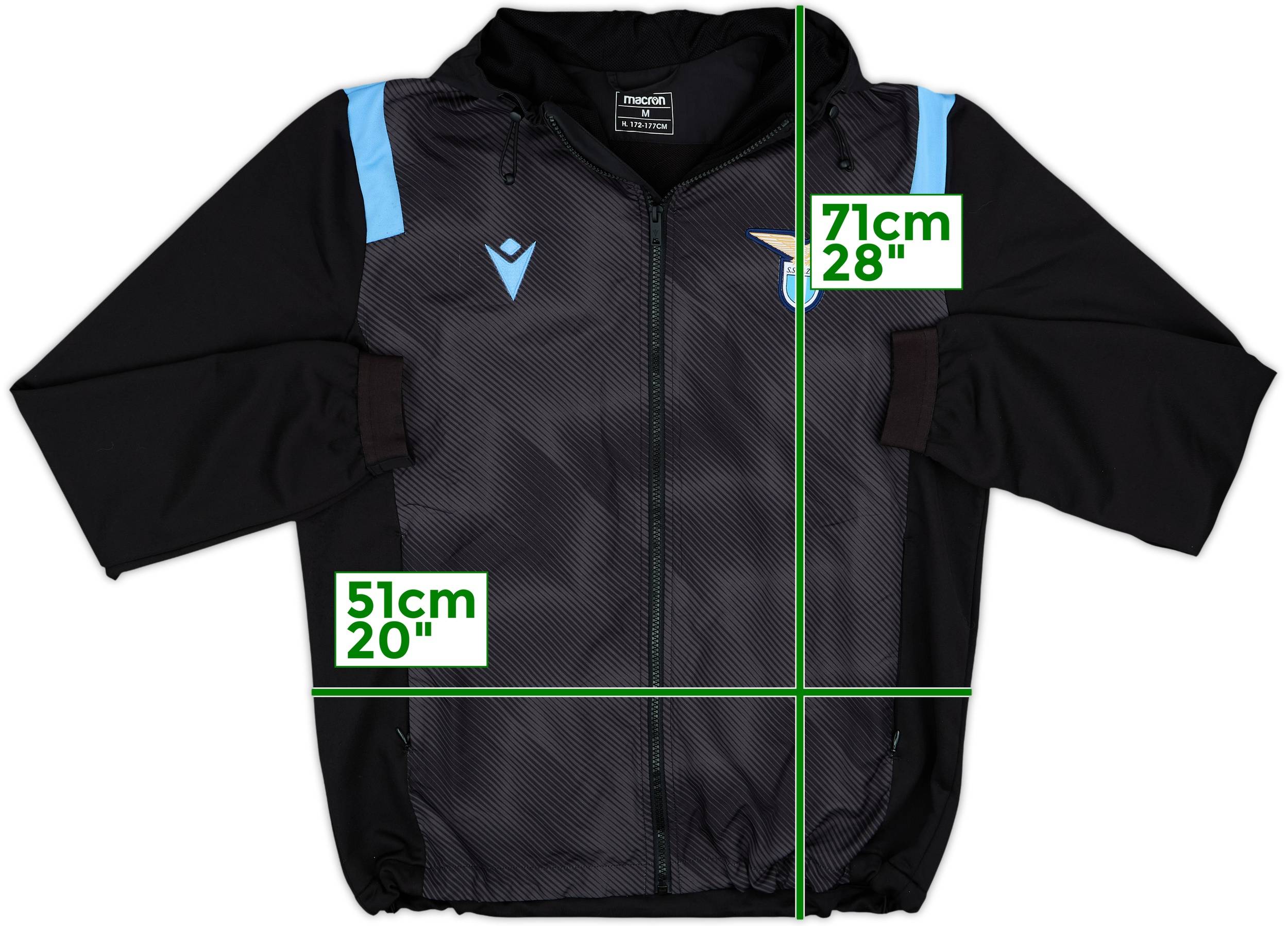 2020-21 Lazio Macron Hooded Track Jacket - 8/10 - (M)