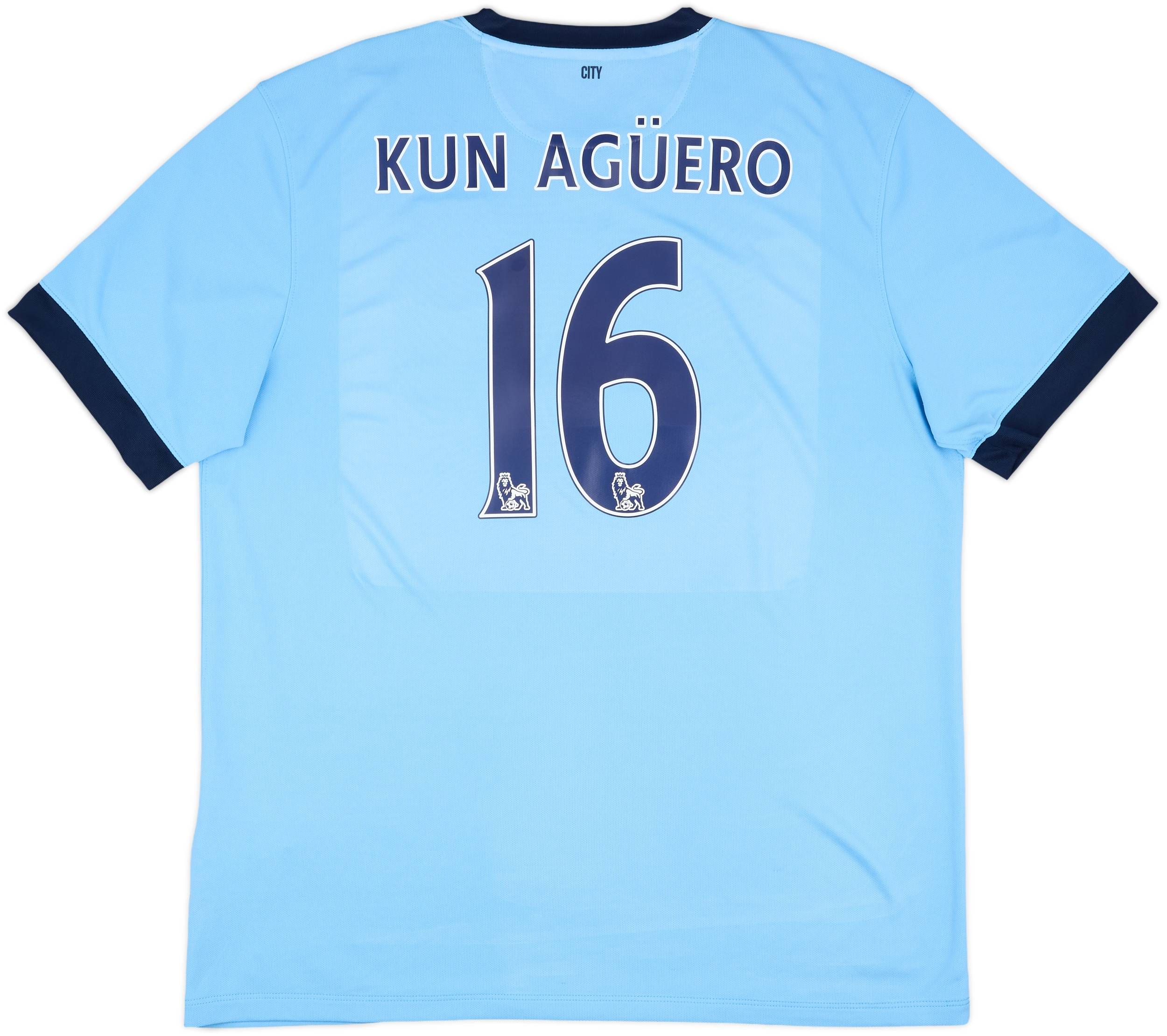 2014-15 Manchester City Home Shirt Kun Aguero #16 - 6/10 - (XXL)
