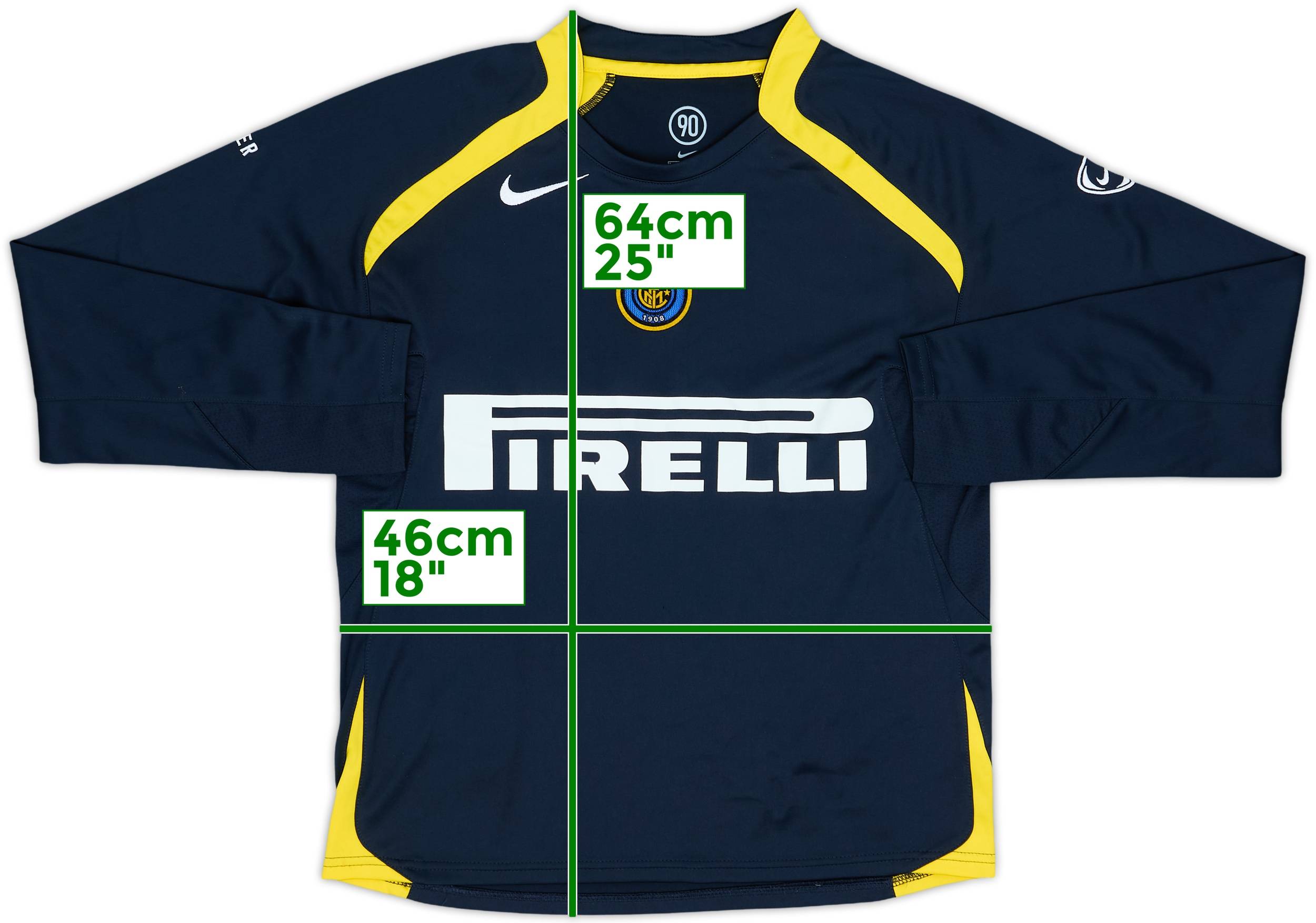 NIKE Inter Milano 05-06 ホーム 長袖 ユニフォーム 2005-06 Inter Milan Nike Training Shirt - 8/10 - (L.Boys)