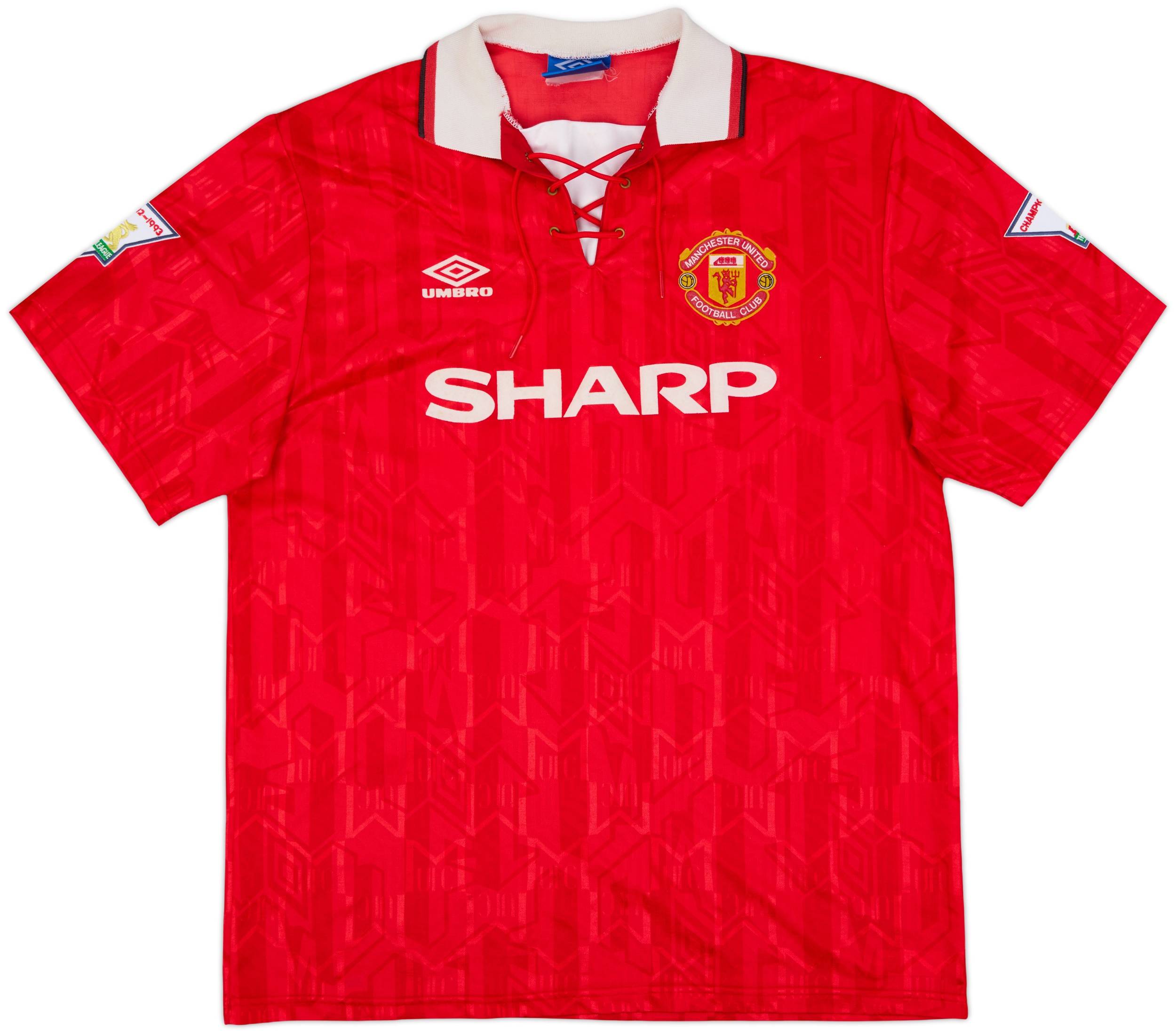 1992-94 Manchester United Home Shirt Cantona #7 - 9/10 - (XL)