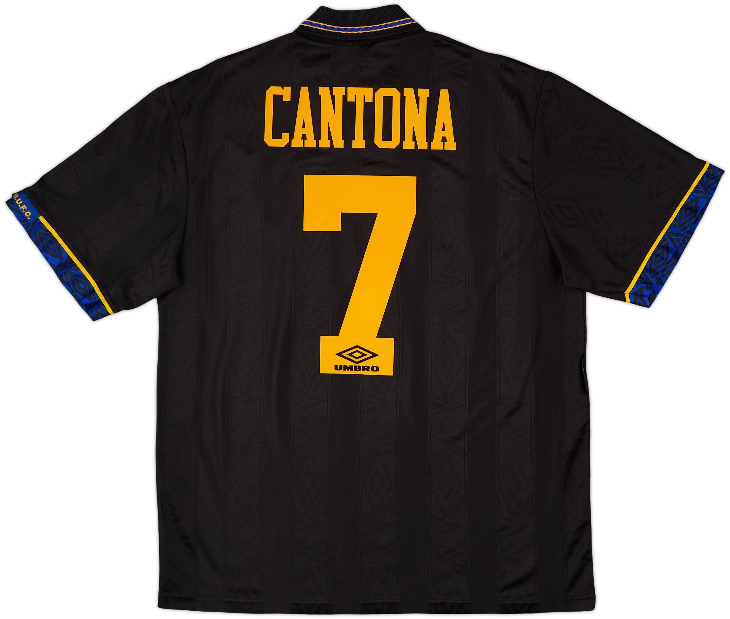 希少！93-95マンチェスターユナイテッド　 umbro(ブラック) L 1993-95 Manchester United Away Shirt Cantona #7 - 8/10 - (L)
