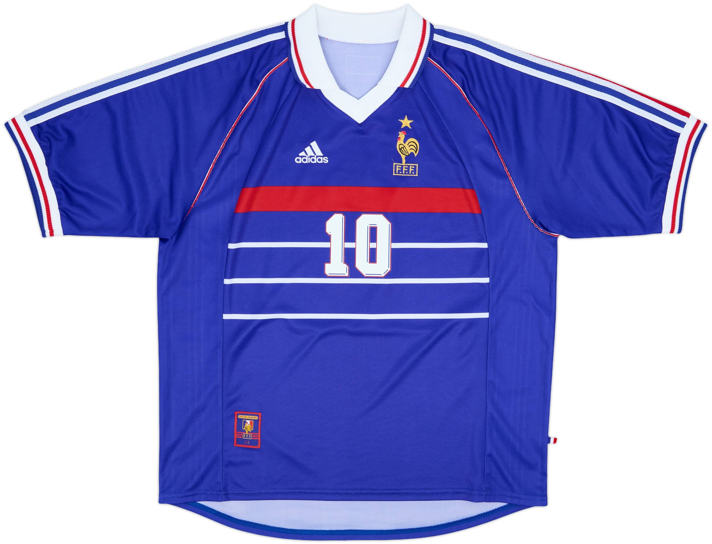 1998-00 France Home Shirt Zidane #10 - 8/10 - (XXL)