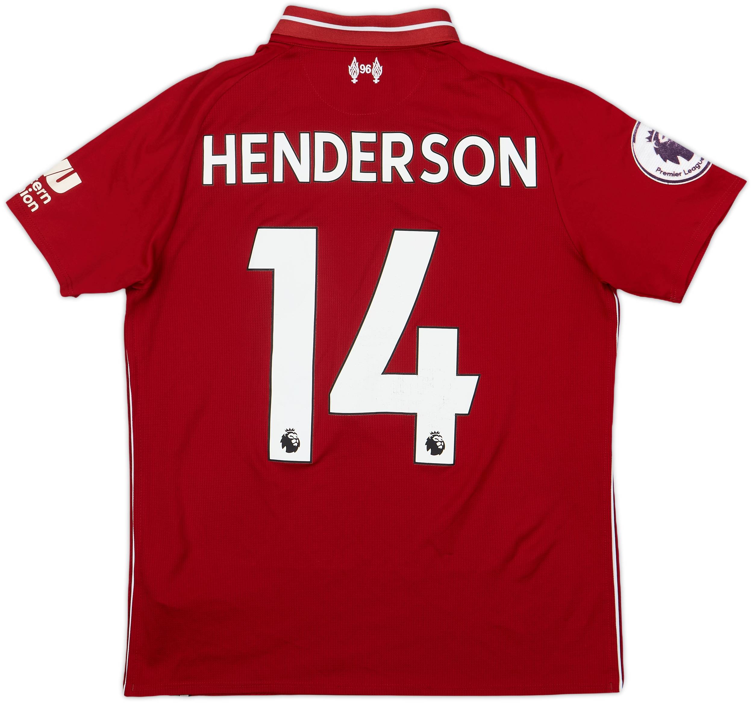 18-19 リバプール 14番 ヘンダーソン シャツ 2018-19 Liverpool Home Shirt Henderson #14 - 6/10 - (XL.Boys)