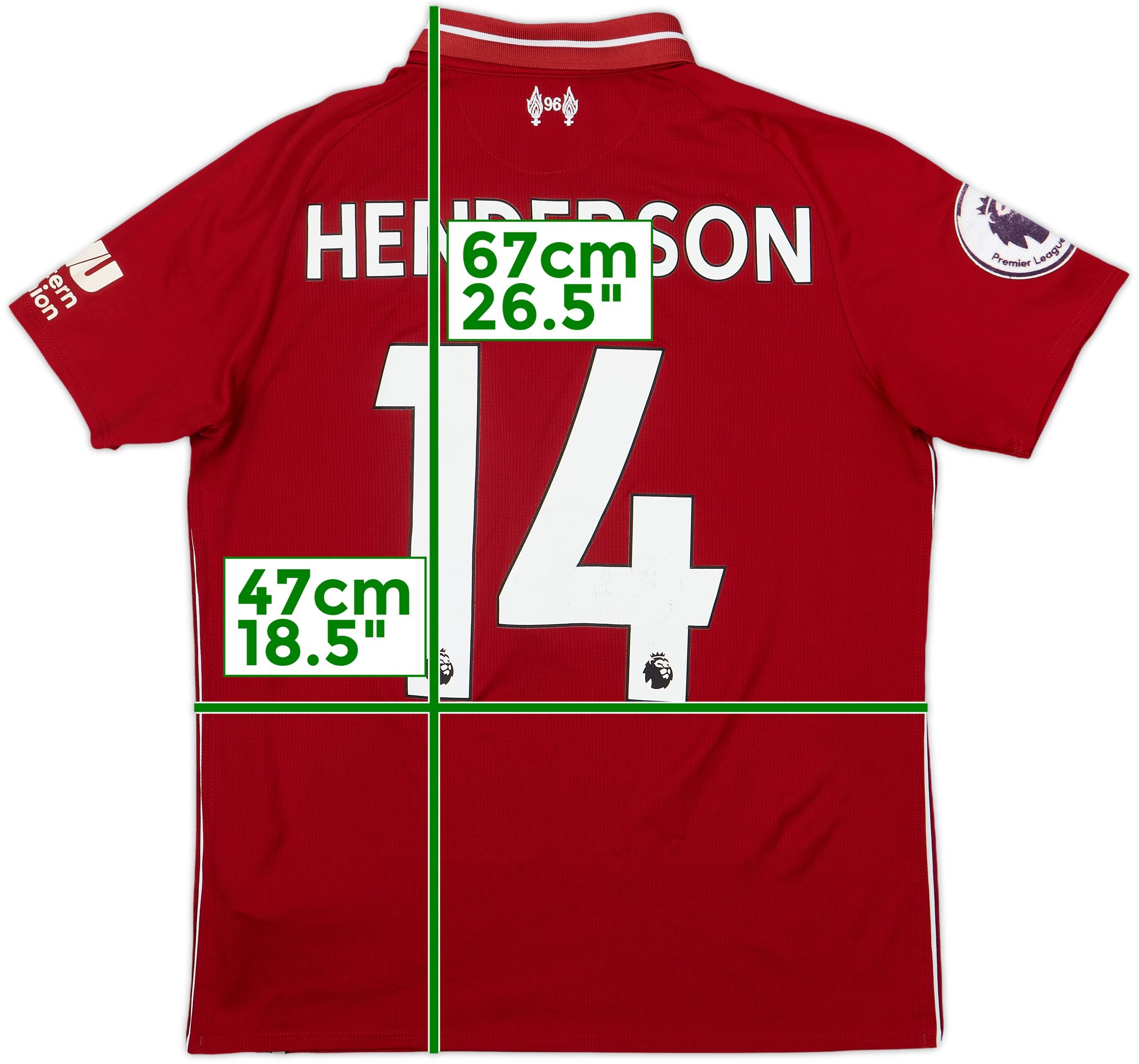 リバプール HENDERSON 14 シャツ 2018-19 Liverpool Home Shirt Henderson #14 - 6/10 - (XL.Boys)