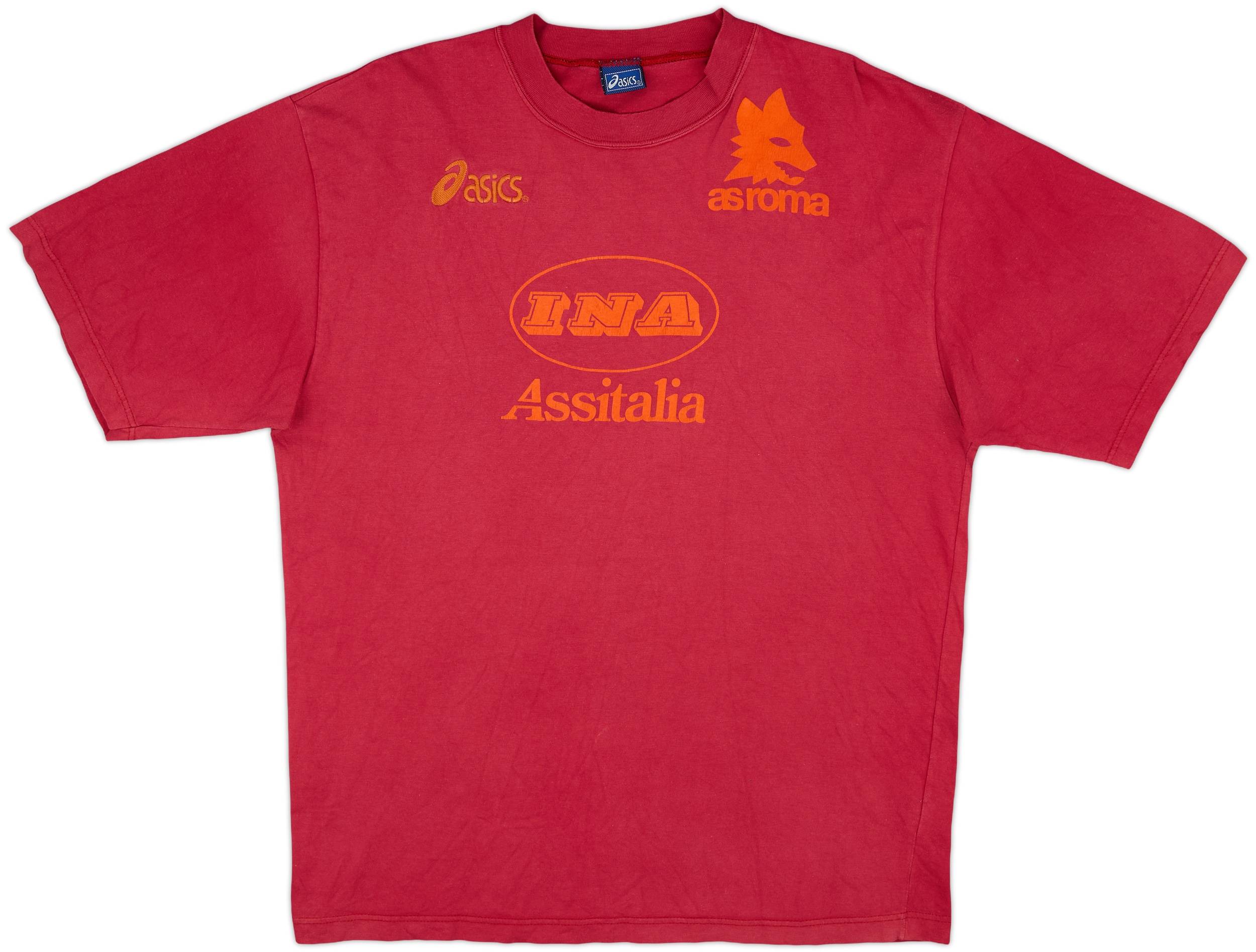 asics AS Roma  Shirtサッカーユニフォーム　95-96 1995-96 Roma Asics Cotton Tee - 7/10 - (L)