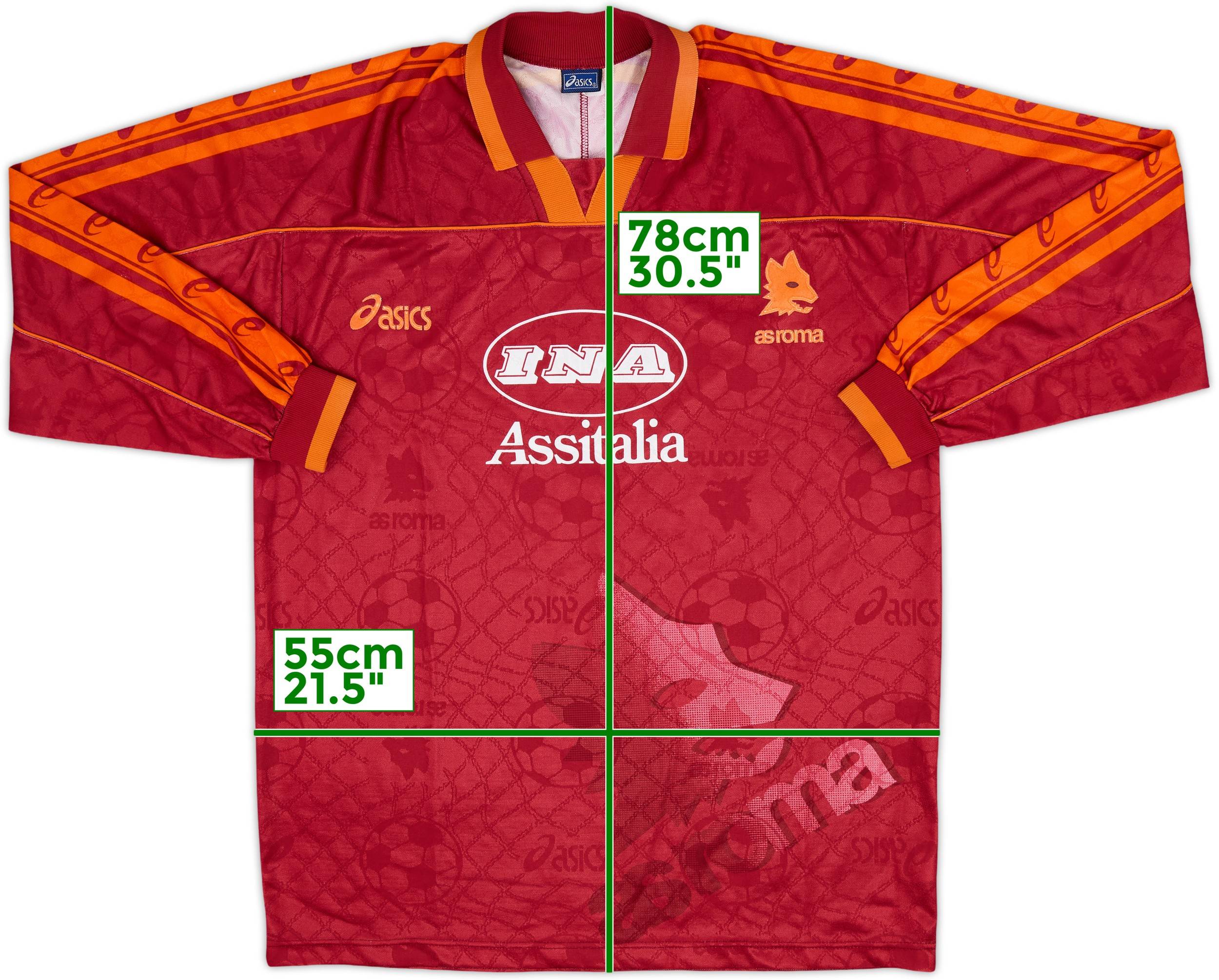 1995-96 Roma Home L/S Shirt - 8/10 - (L)