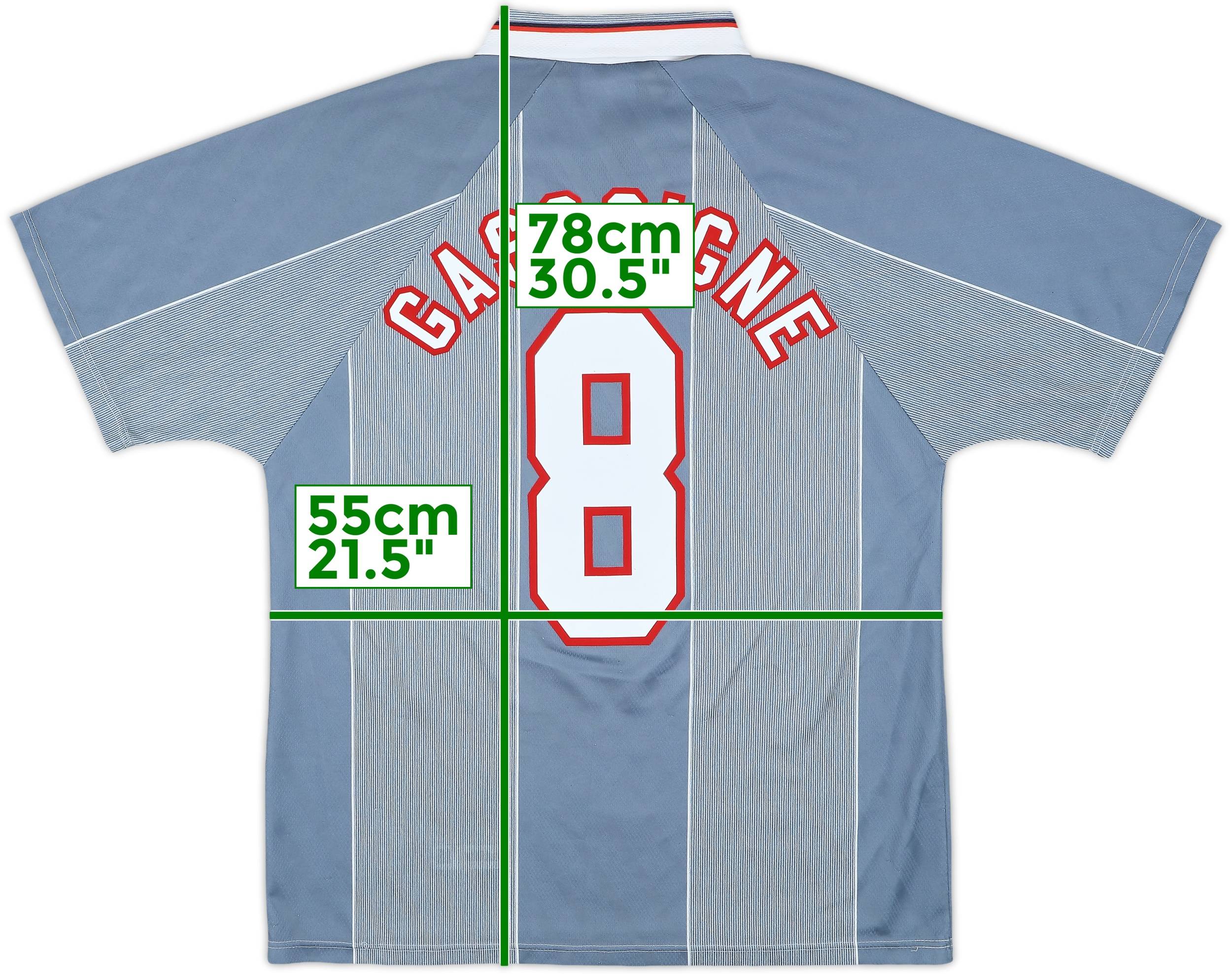 イングランド　1996 アウェイ　シャツ　8 ガス　XXL ガッザ イングランド 1996 アウェイ シャツ 8 ガスコイン XXL ガッザ