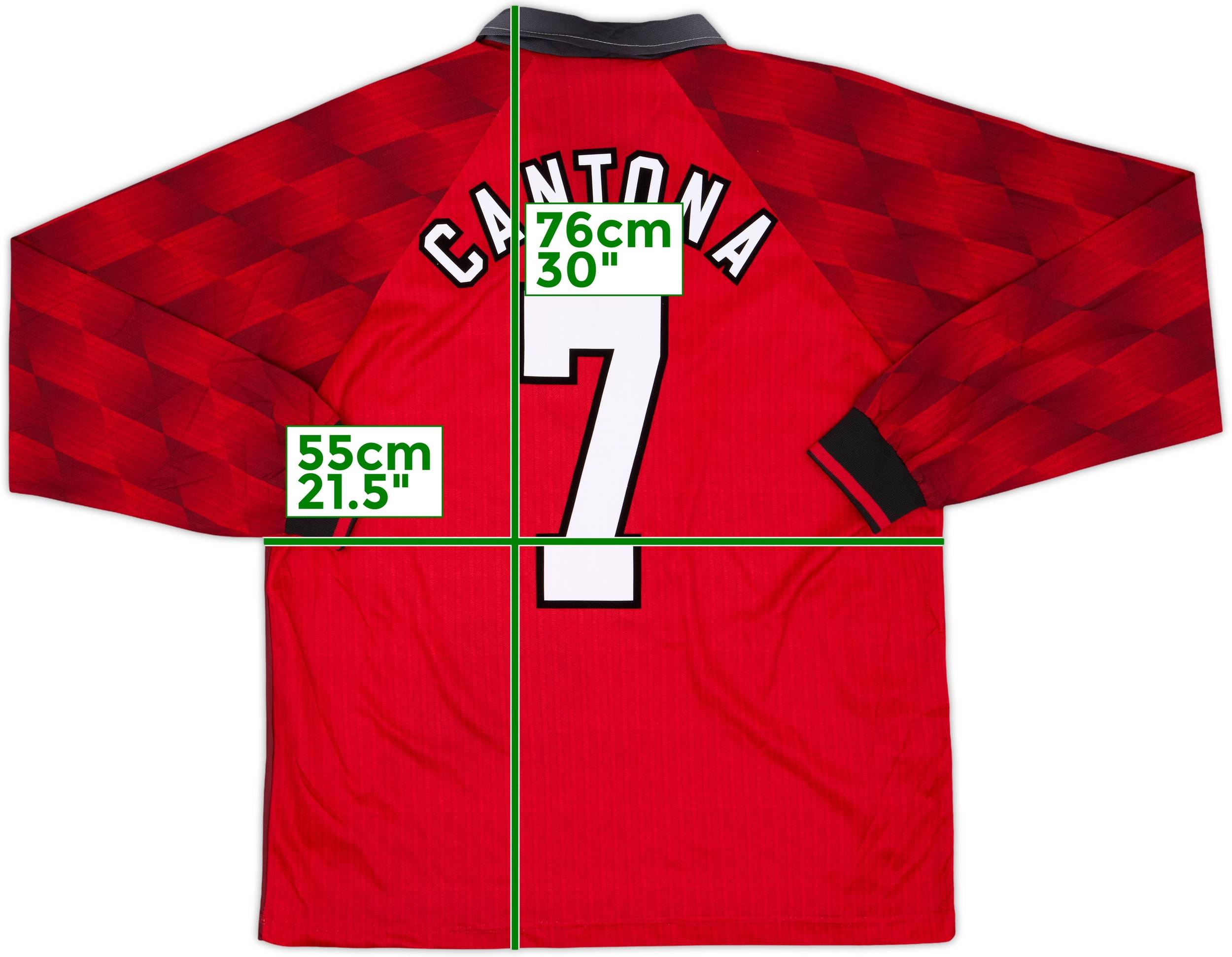 1996-98 Manchester United Home L/S Shirt Cantona #7 - 8/10 - (L)