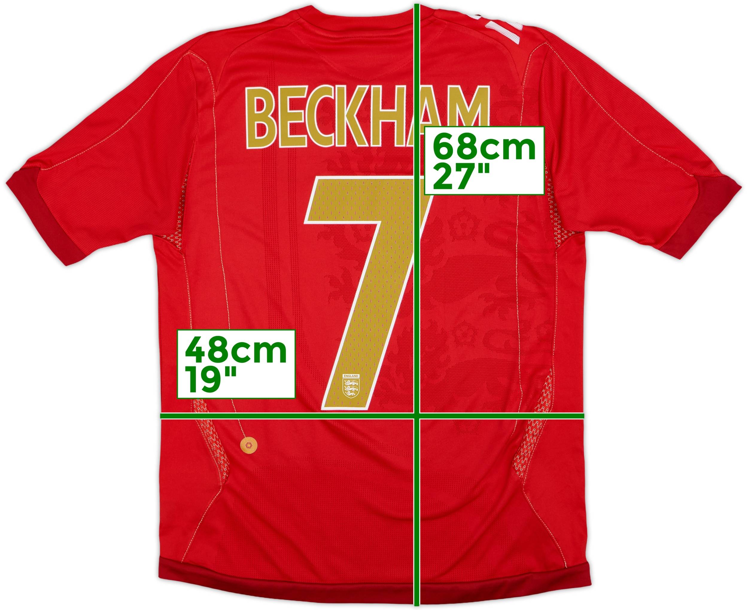 2006-08 England Away Shirt Beckham #7 - 5/10 - (XL.Boys)