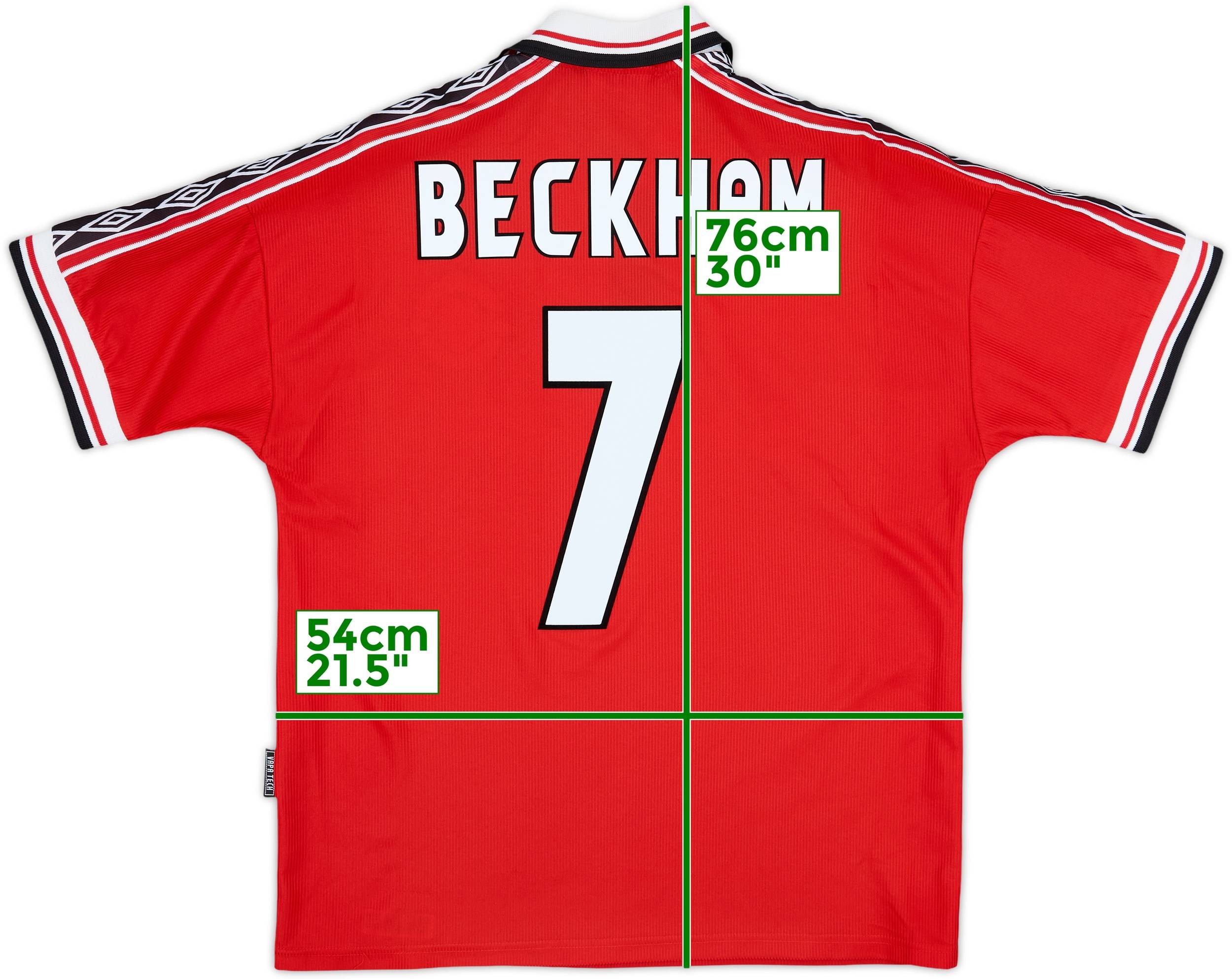 【正規品98-00 Manchester United Beckham #7】 1998-00 Manchester United Home Shirt Beckham #7 - 8/10 - (M)