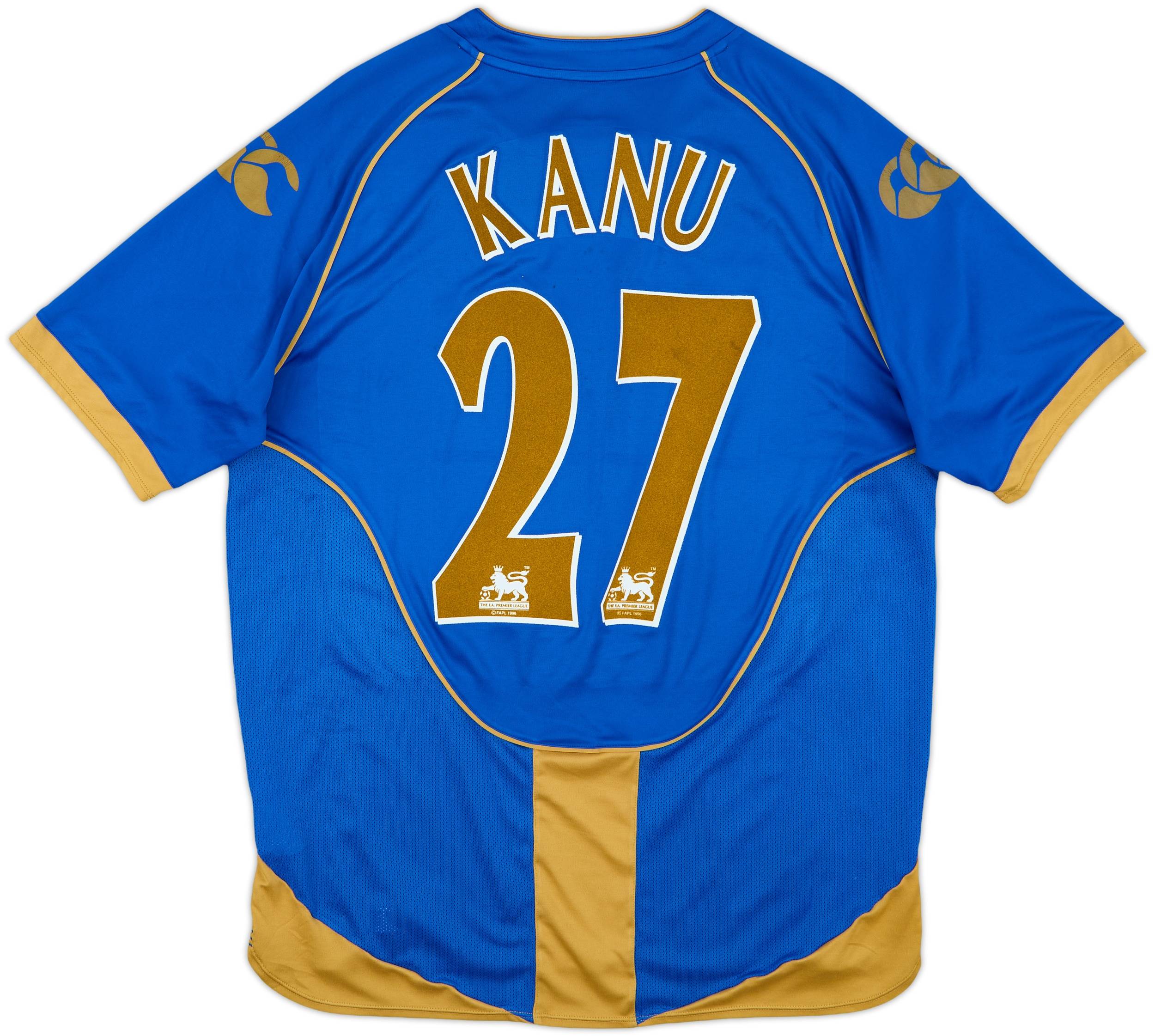 応援グッズ 08/09 Canterbury Portsmouth L/S Game SH 2008-09 Portsmouth Home Shirt Kanu #27 - 6/10 - (L)
